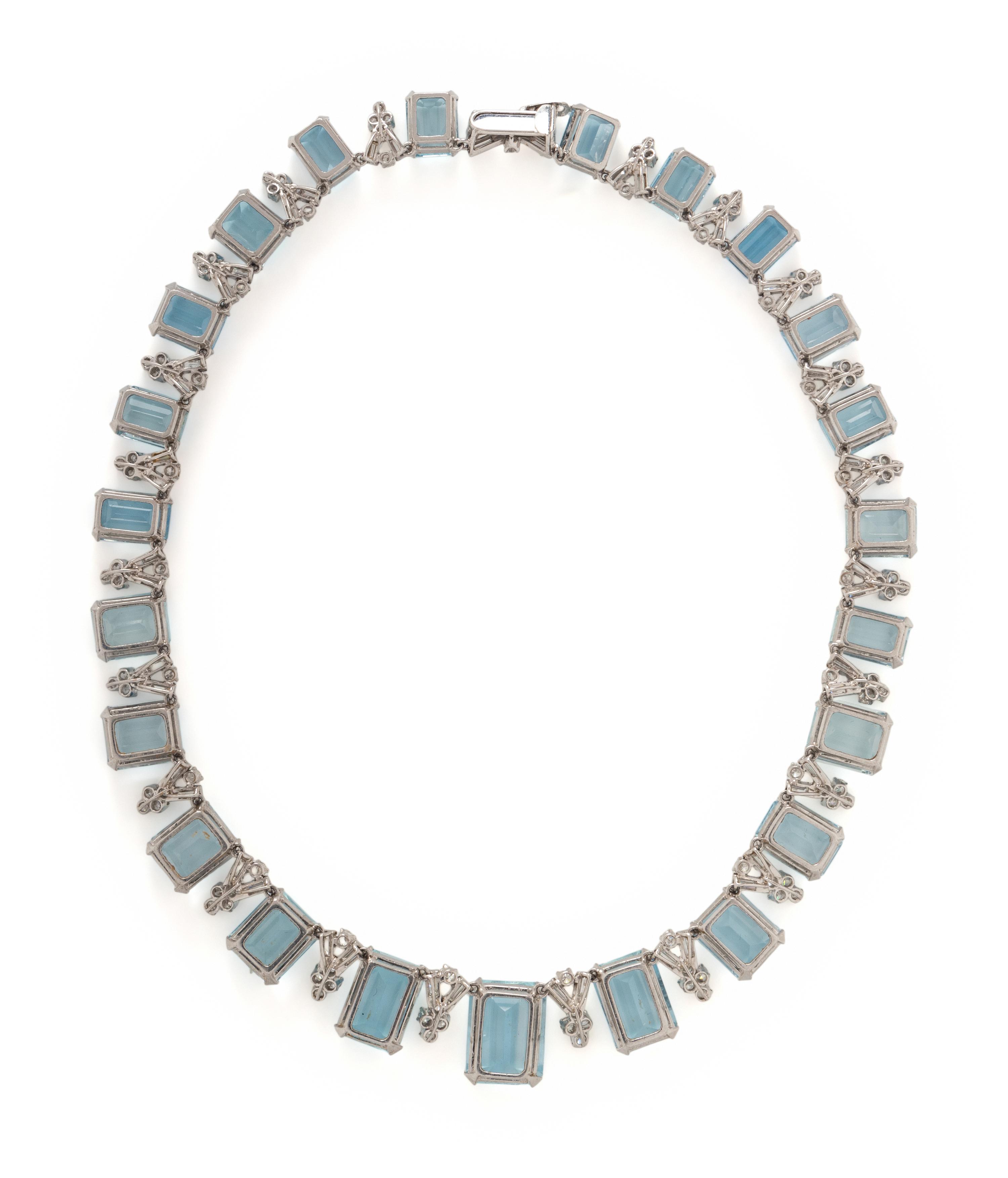 AQUAMARINE AND DIAMOND NECKLACE