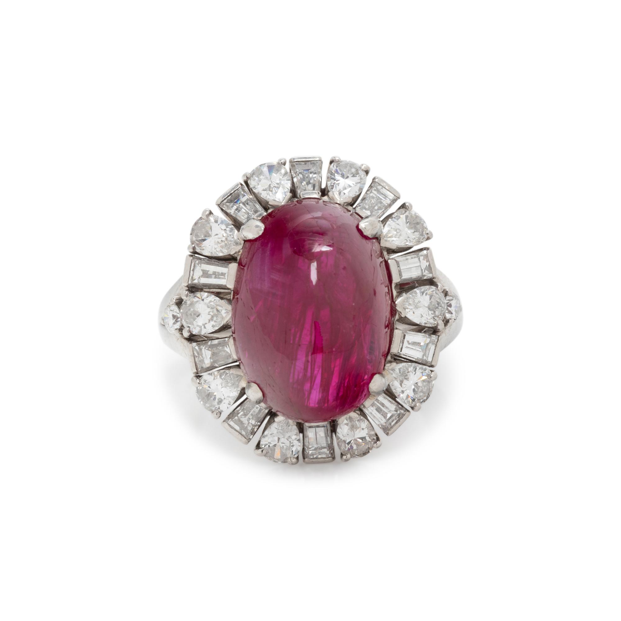 OSCAR HEYMAN, BURMESE RUBY AND DIAMOND RING