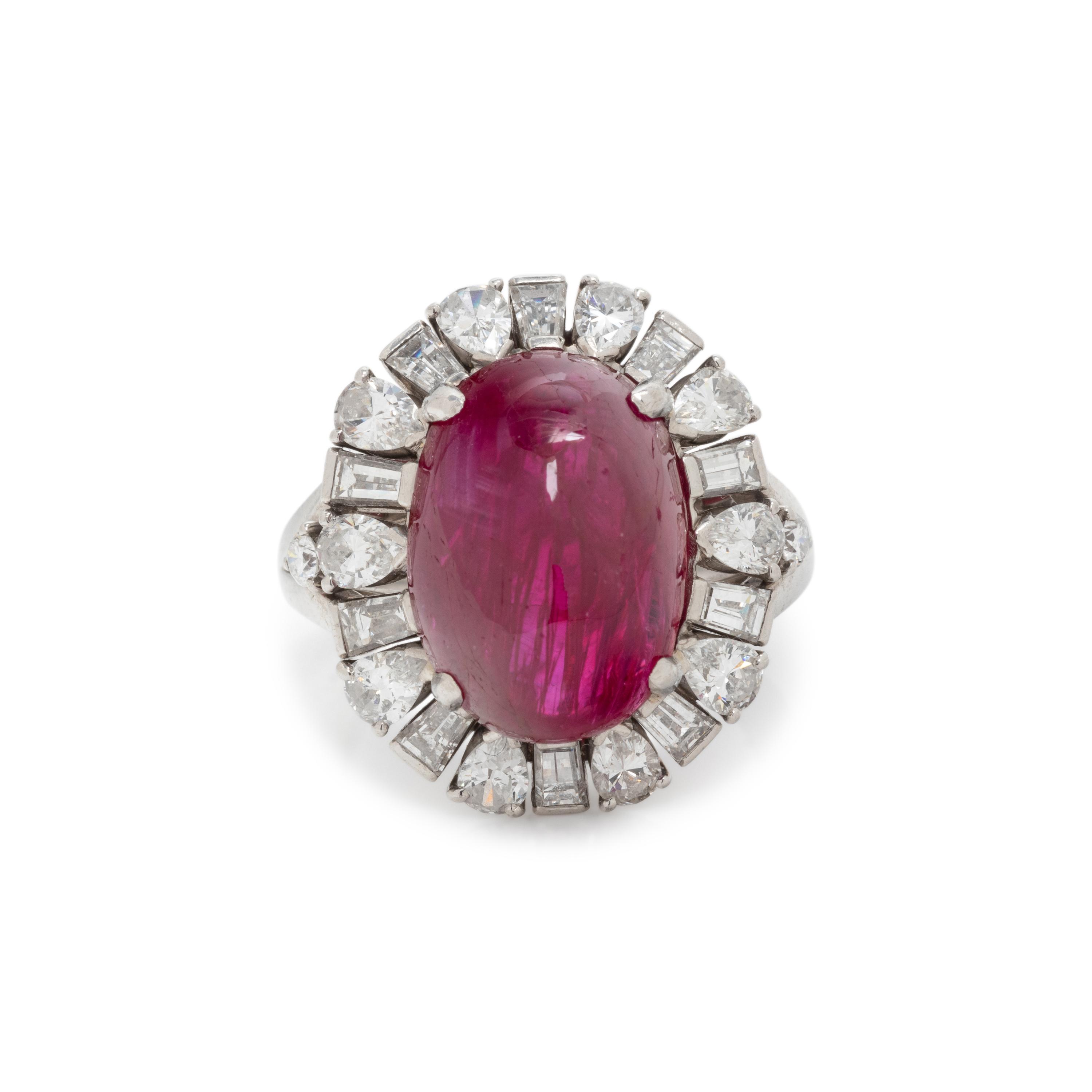 OSCAR HEYMAN, BURMESE RUBY AND DIAMOND RING