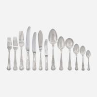 An assembled sterling silver flatware service in the "King" pattern Most by Walker & Hall, Sheffield, 1961, 1964, and 1967