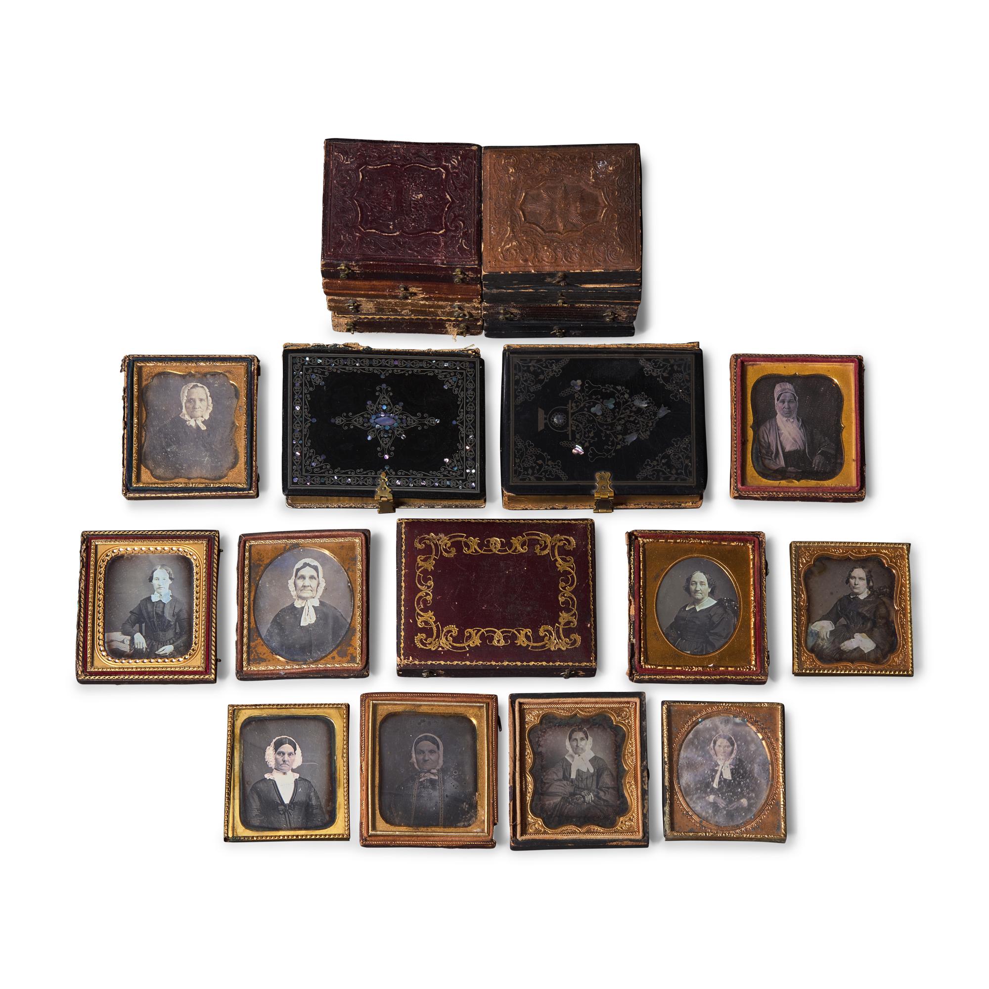 [Early Photography] Group of 22 Quarter and Sixth Plate Daguerreotypes Women