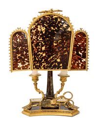 An Empire Gilt Bronze and Tortoiseshell Two-Light Candelabrum à Écran