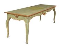 A Green Painted and Parcel-Gilt Long Console Table