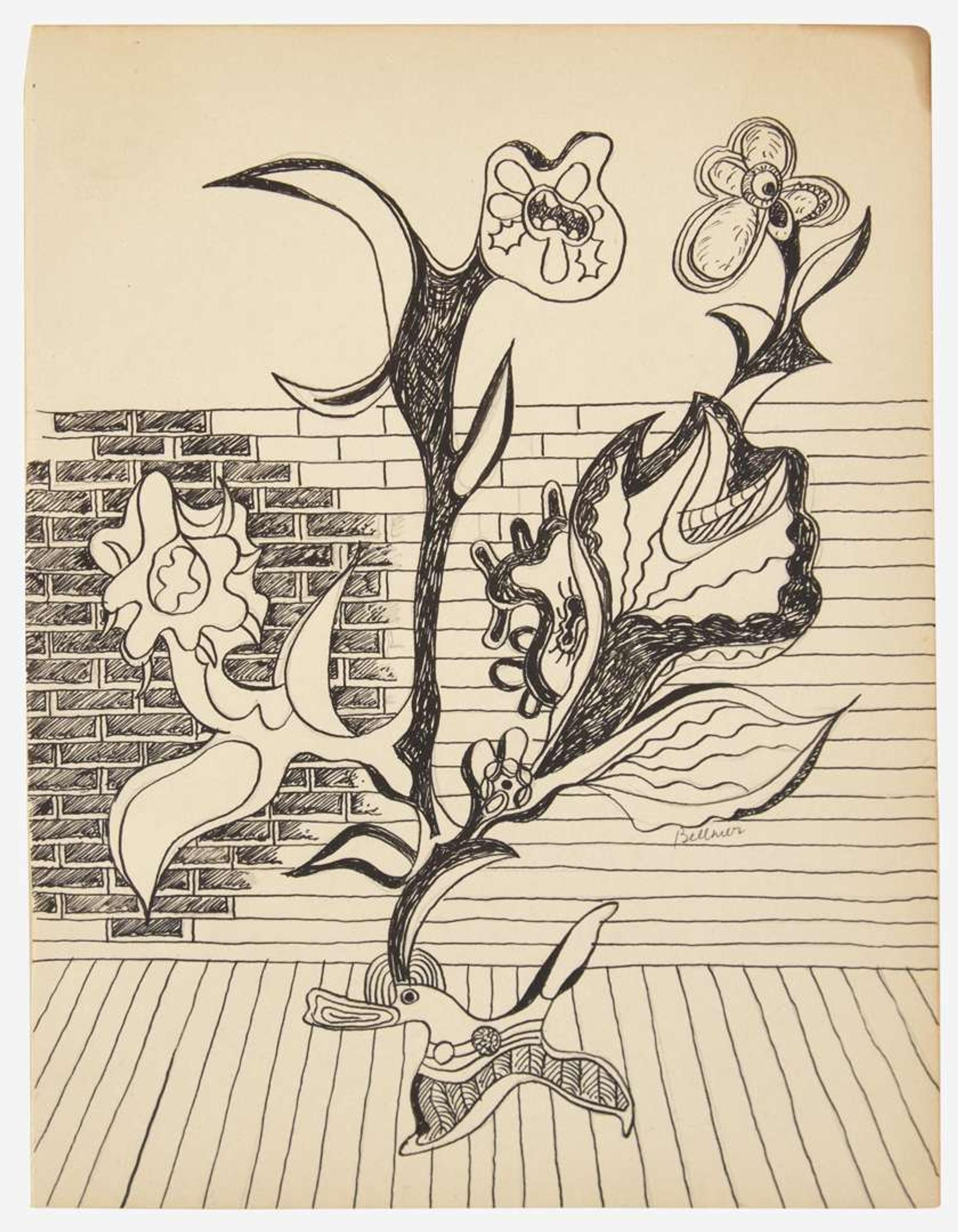 Hans Bellmer (German, 1902-1975) - Wall Flower Drawing