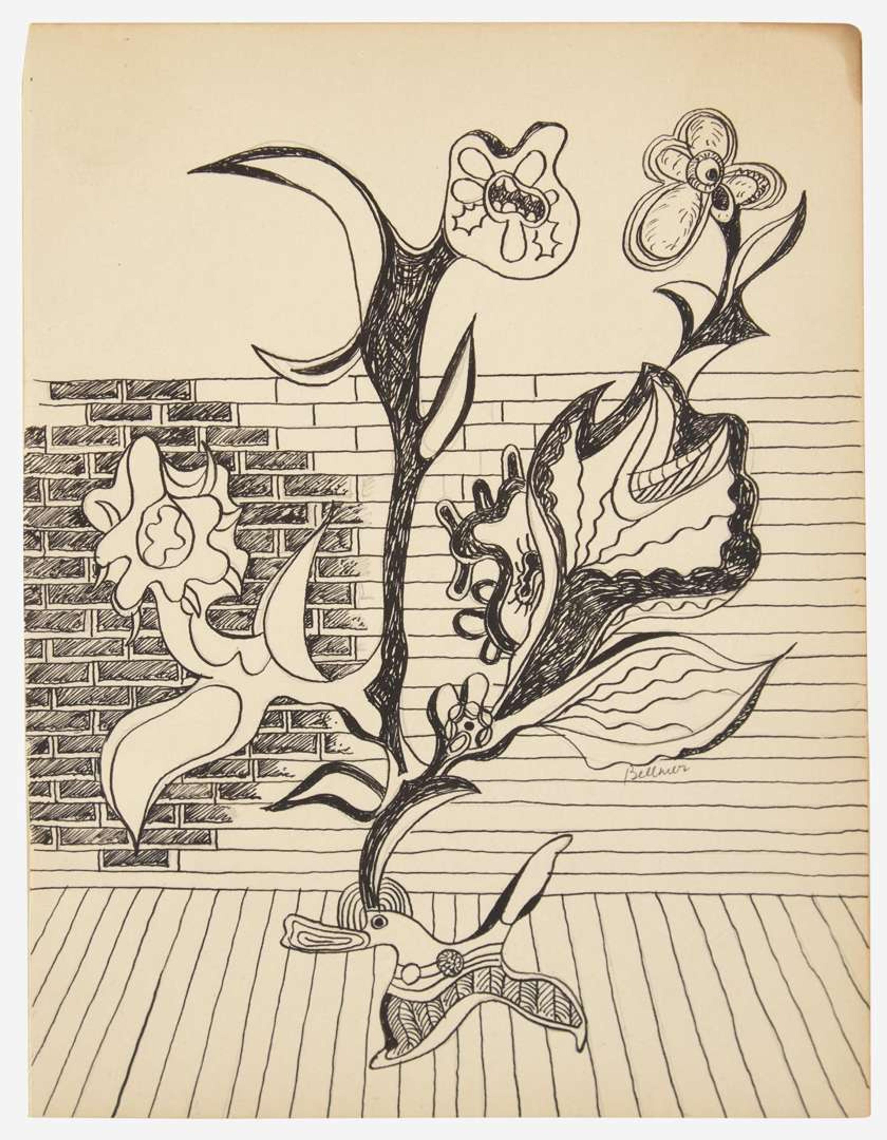 Hans Bellmer (German, 1902-1975) - Wall Flower Drawing