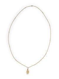 YELLOW GOLD, CULTURED PEARL AND DIAMOND LOCKET/NECKLACE