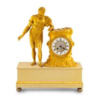 A Charles X Gilt Bronze Mantel Clock