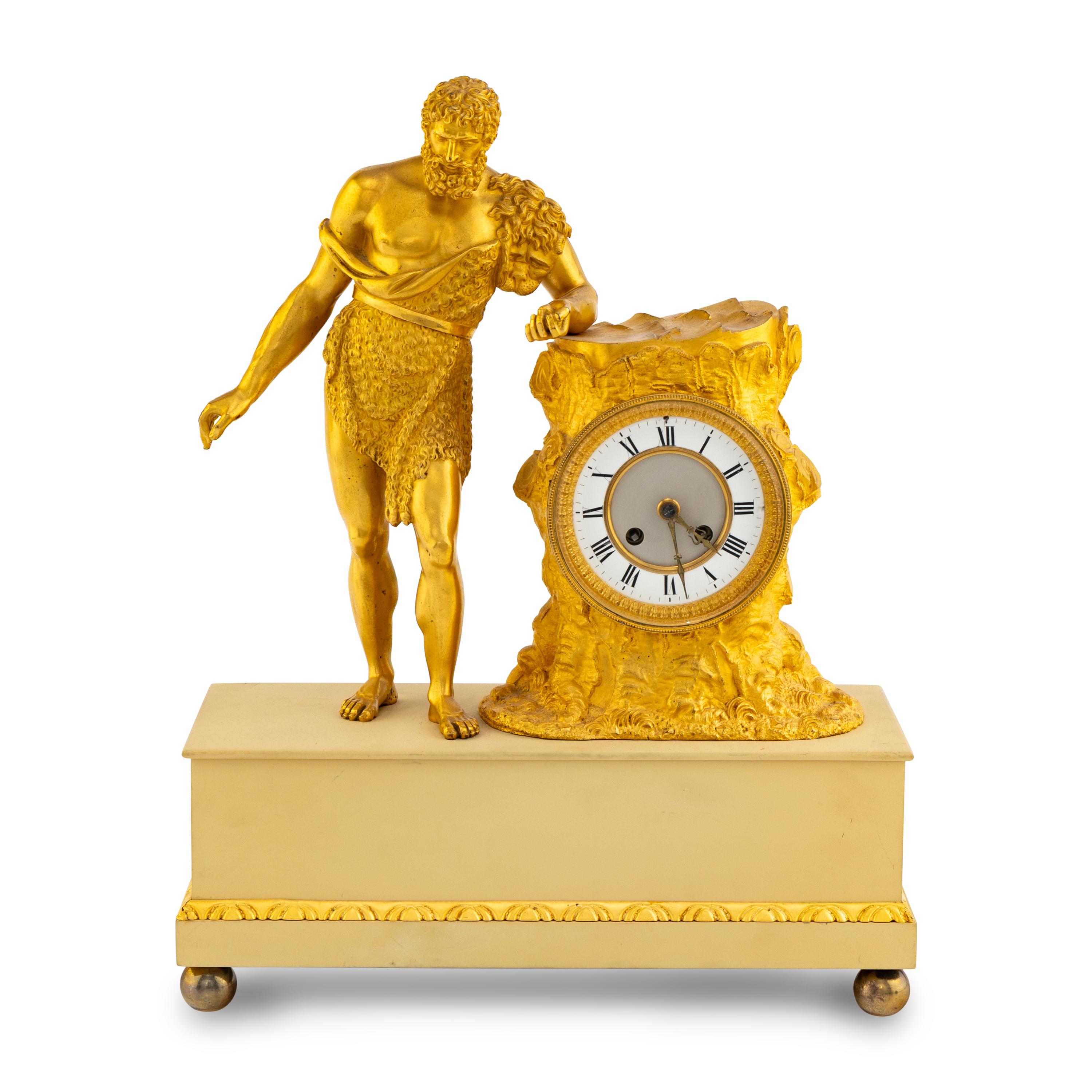 A Charles X Gilt Bronze Mantel Clock