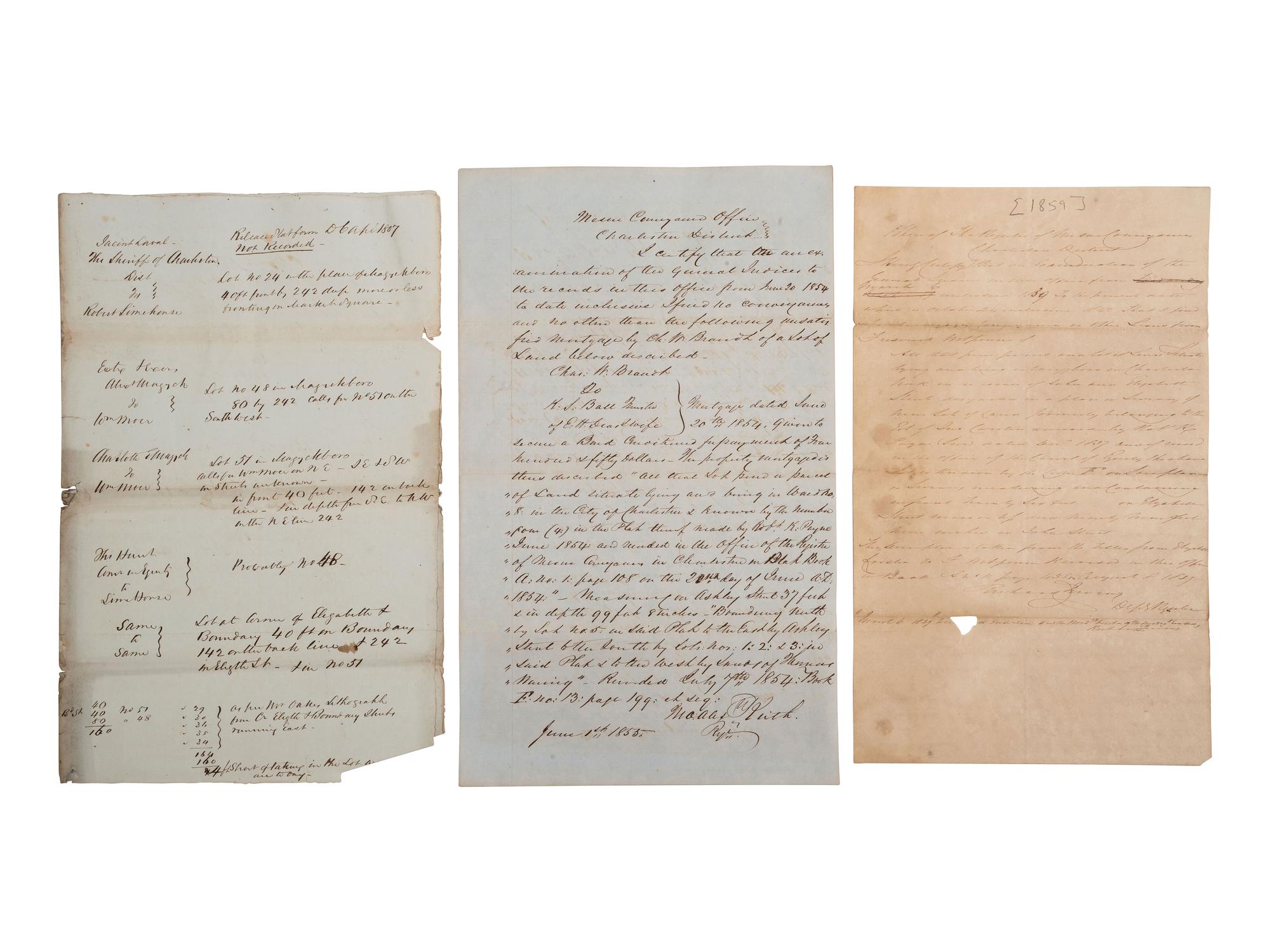 [SOUTH CAROLINA]. Group of 19th-century legal documents, including: