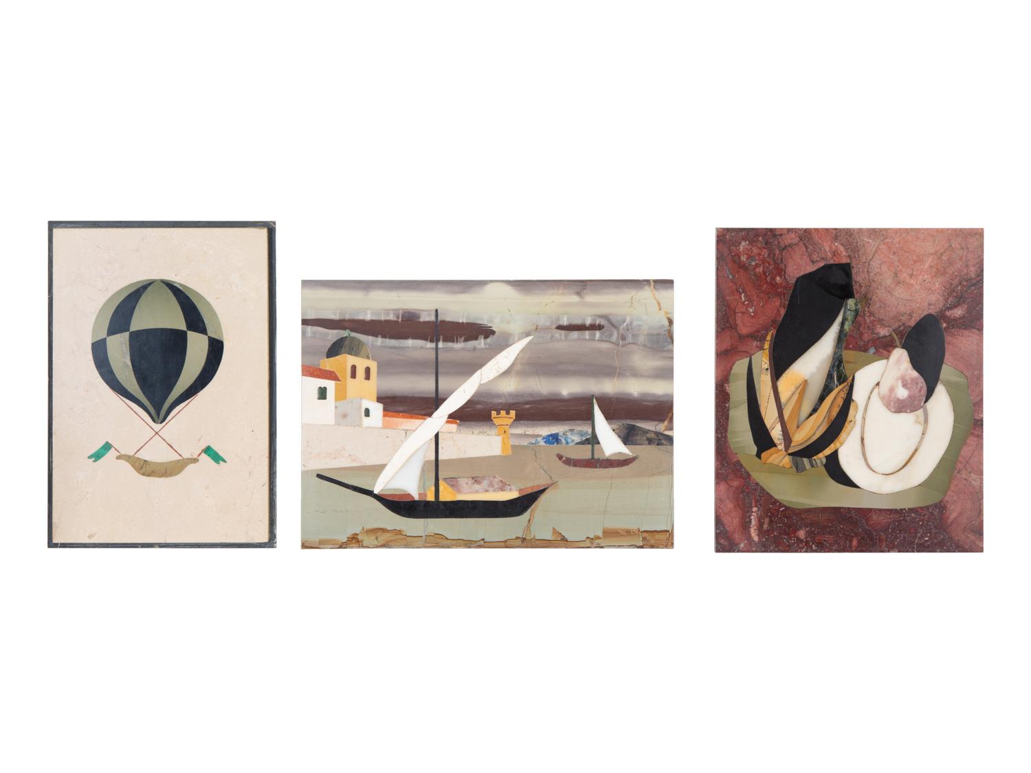 Five Italian Modernist Pietra Dura Pictorial Plaques — 20TH CENTURY