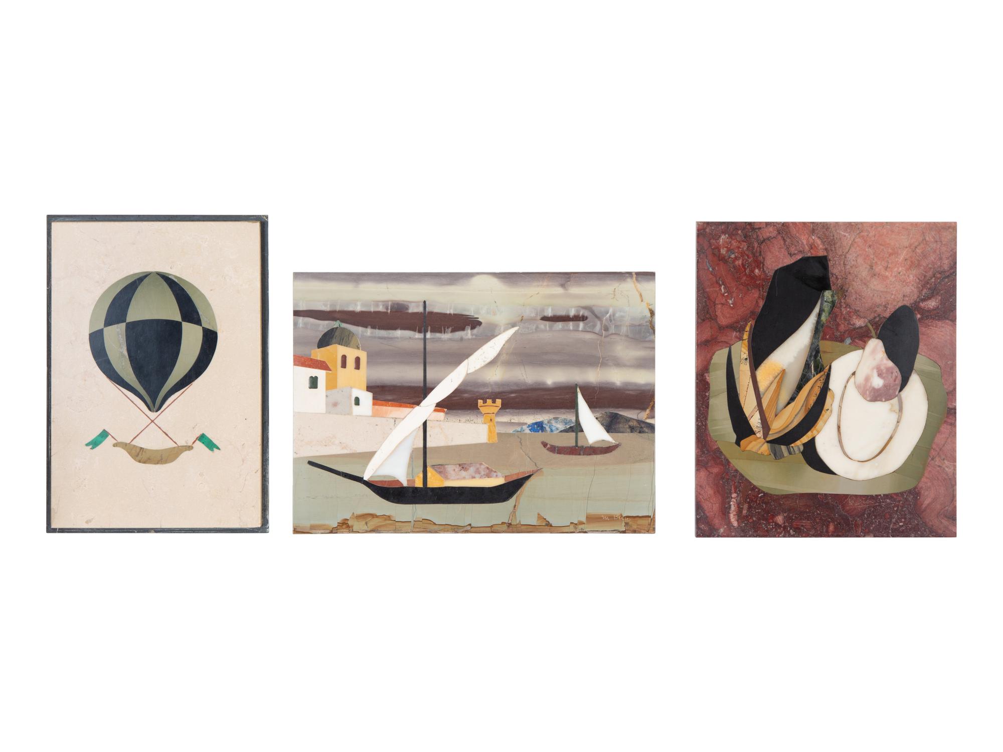 Five Italian Modernist Pietra Dura Pictorial Plaques — 20TH CENTURY