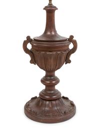 Two Carved Wood Table Lamps