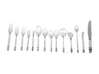 A Georg Jensen Acorn Pattern Assembled Silver Flatware Service