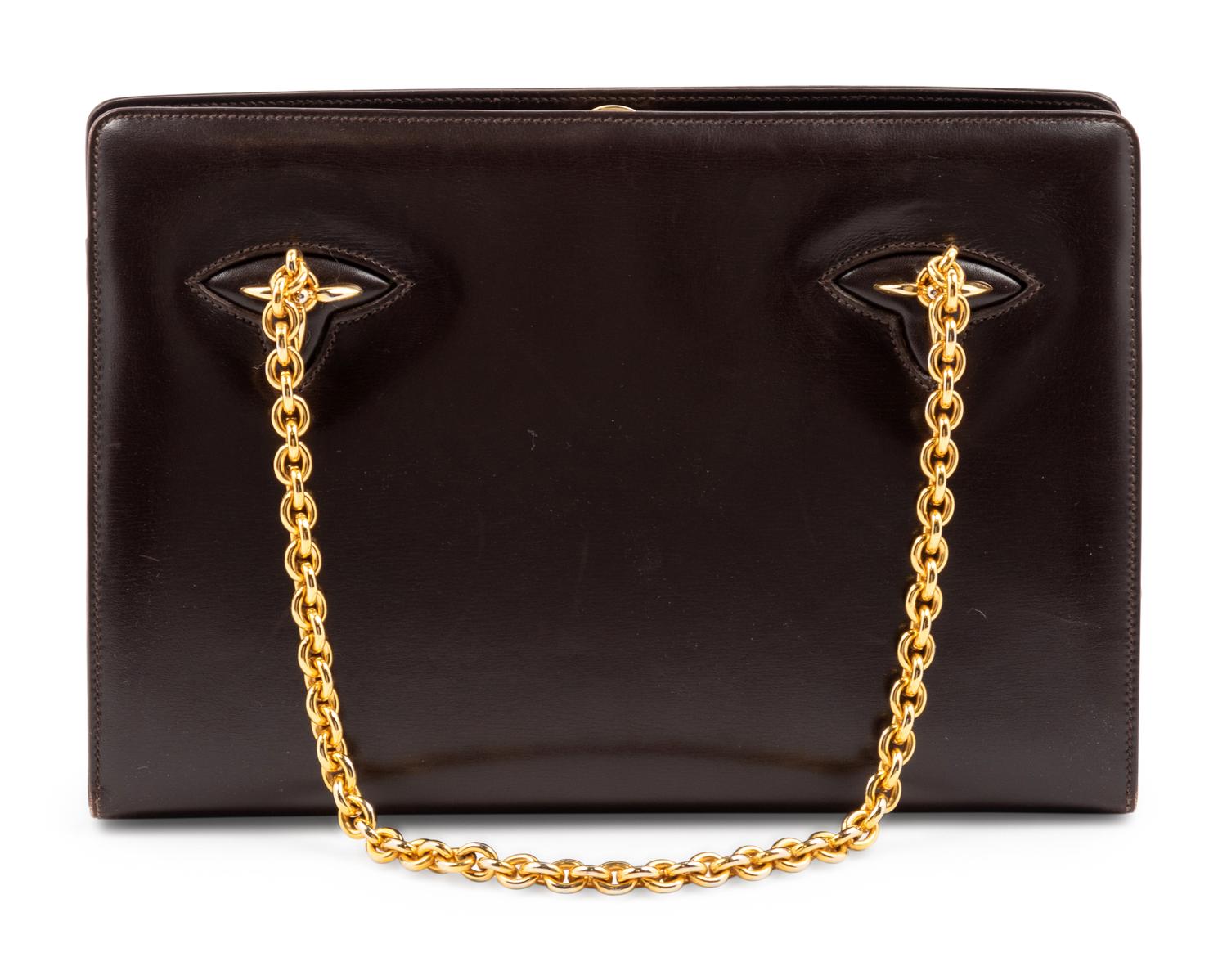 Gucci Brown Leather Shoulder Frame Bag, 1970-80s