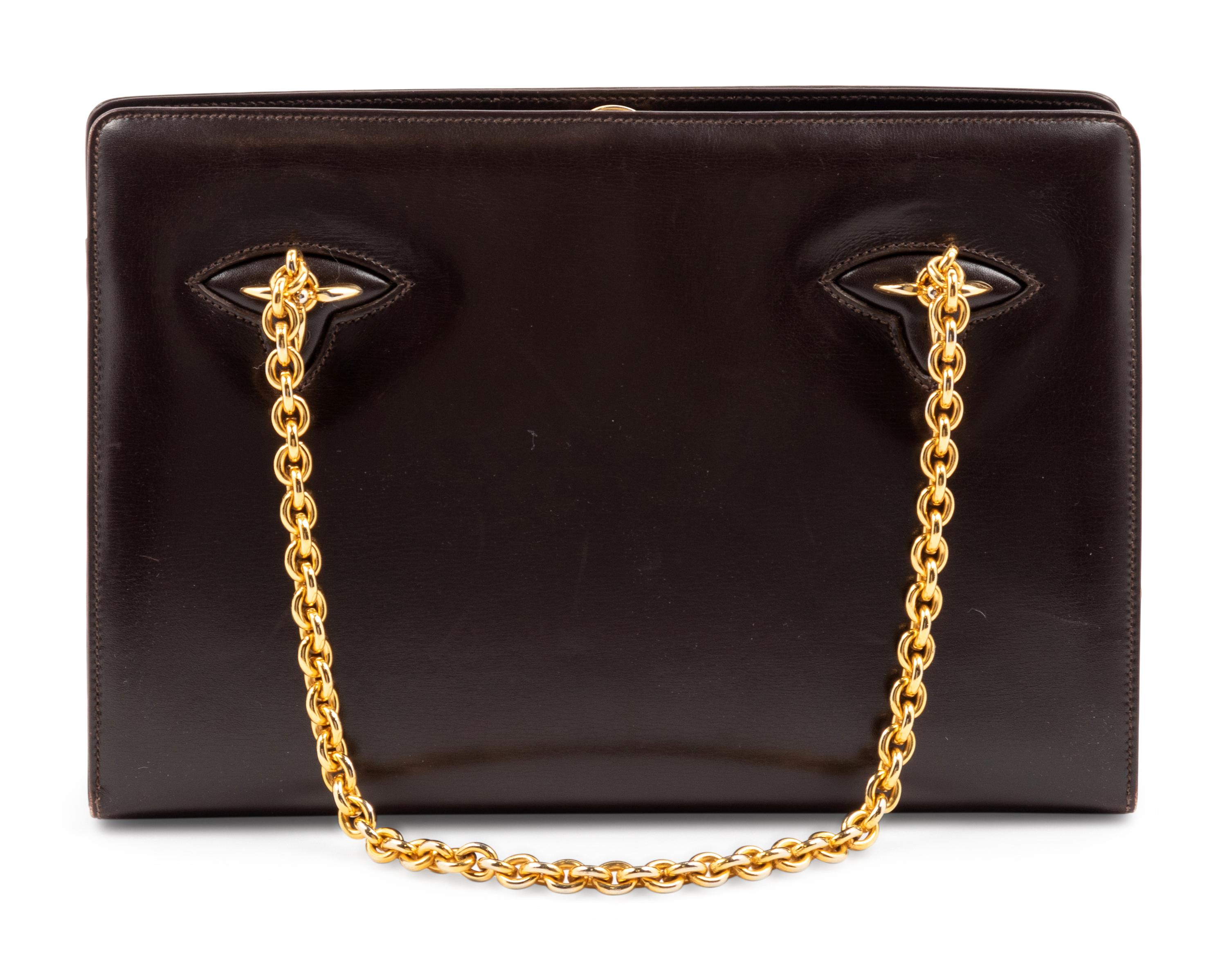 Gucci Brown Leather Shoulder Frame Bag, 1970-80s