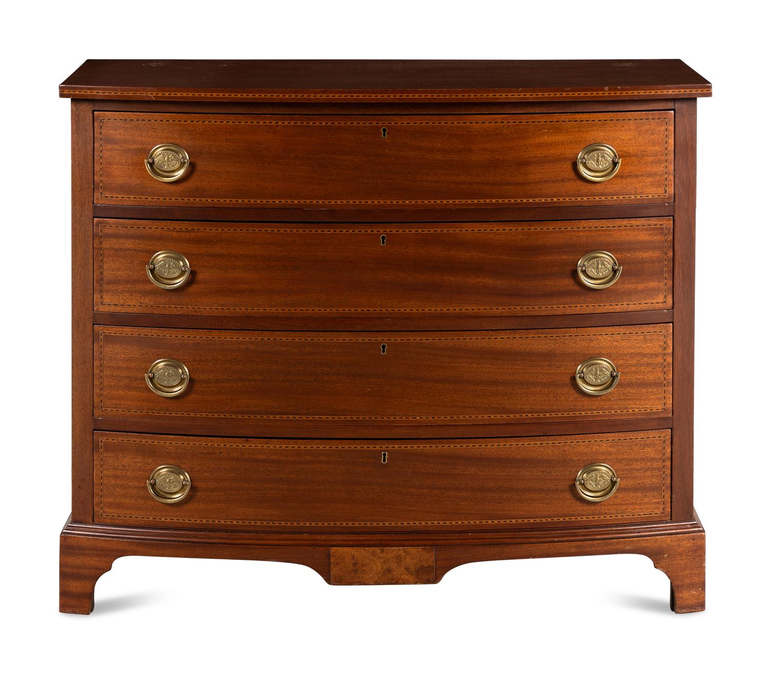 A Federal Mahogany and Inlaid Bowfront Chest of Drawers