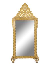 A Moroccan Camel Bone and Glass Inlaid Mirror