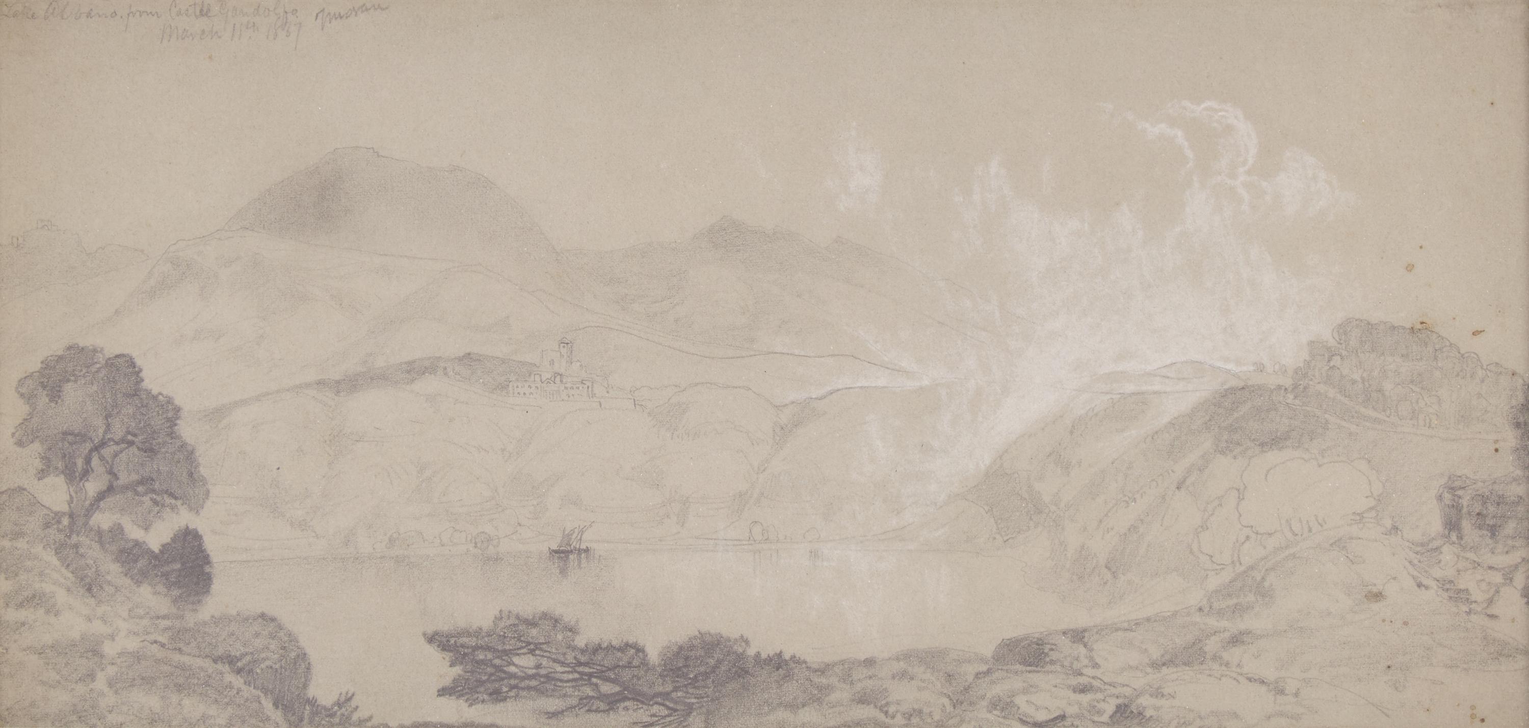 Thomas Moran (American, 1837–1926) — Field Drawing #1, Lake Albano from Castel Gandolfo, 1867