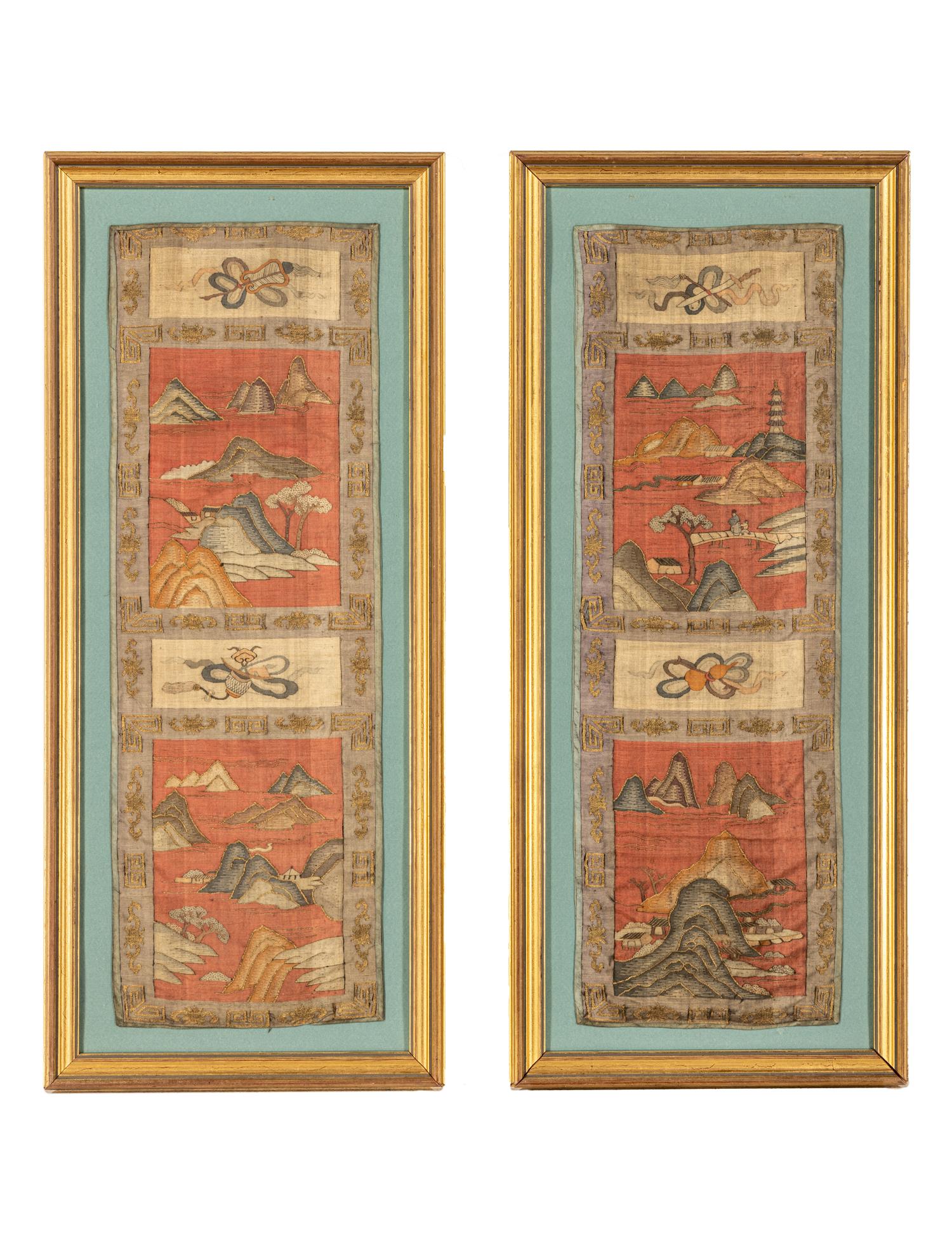 A Pair of Chinese Kesi Woven Silk Panels