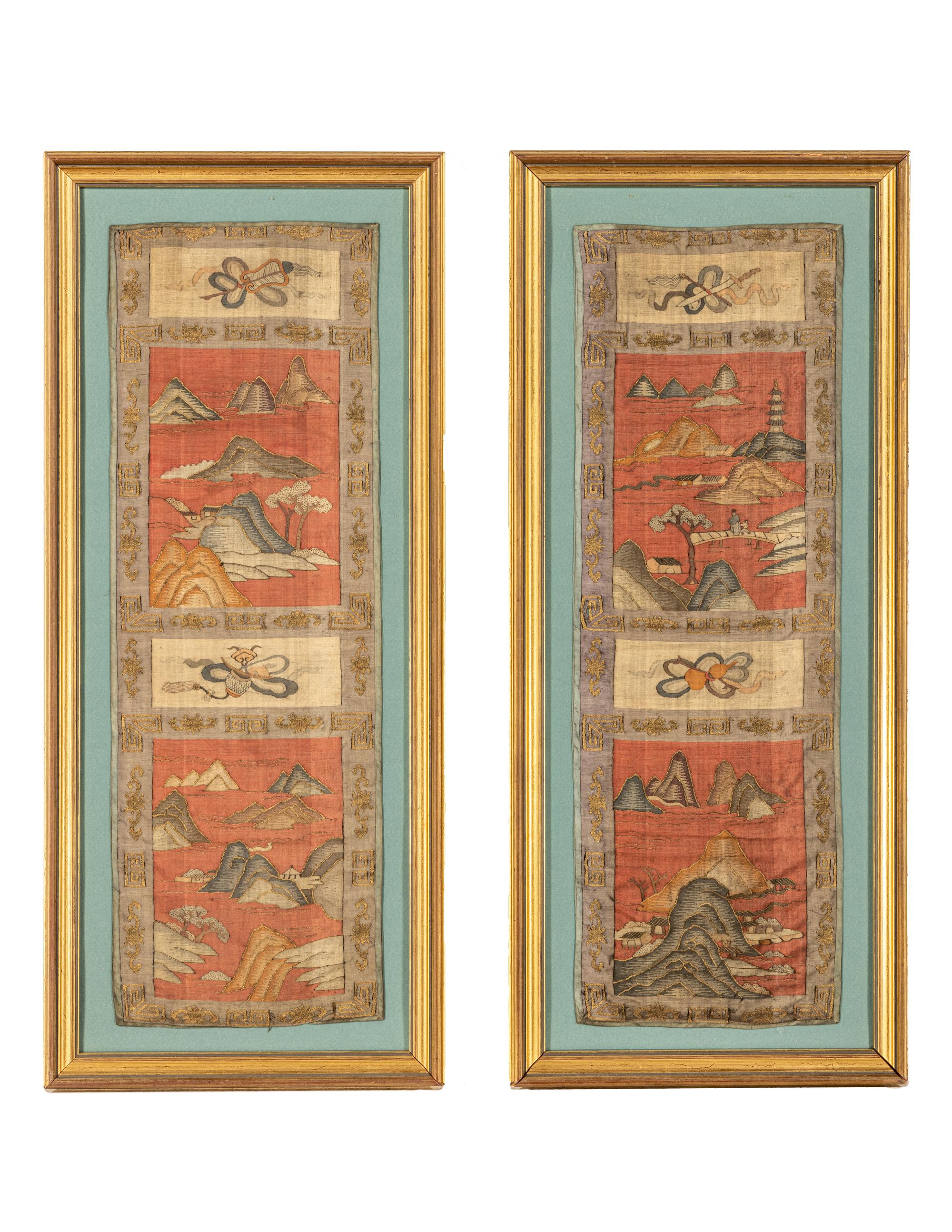 A Pair of Chinese Kesi Woven Silk Panels