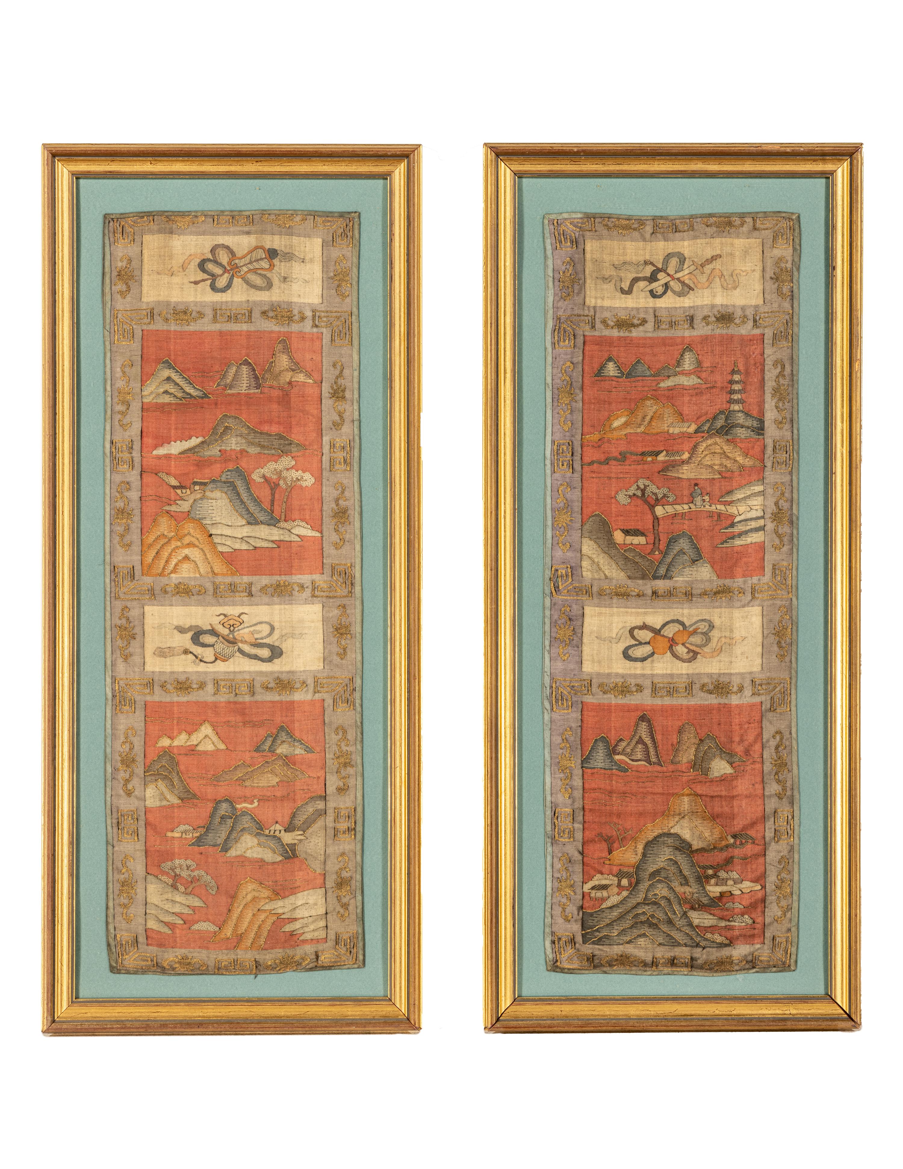 A Pair of Chinese Kesi Woven Silk Panels