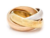 An 18 Karat Tricolor Gold Rolling Ring, 14.30 dwts.