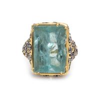 ROBERT WANDER, AQUAMARINE, DIAMOND AND SAPPHIRE RING