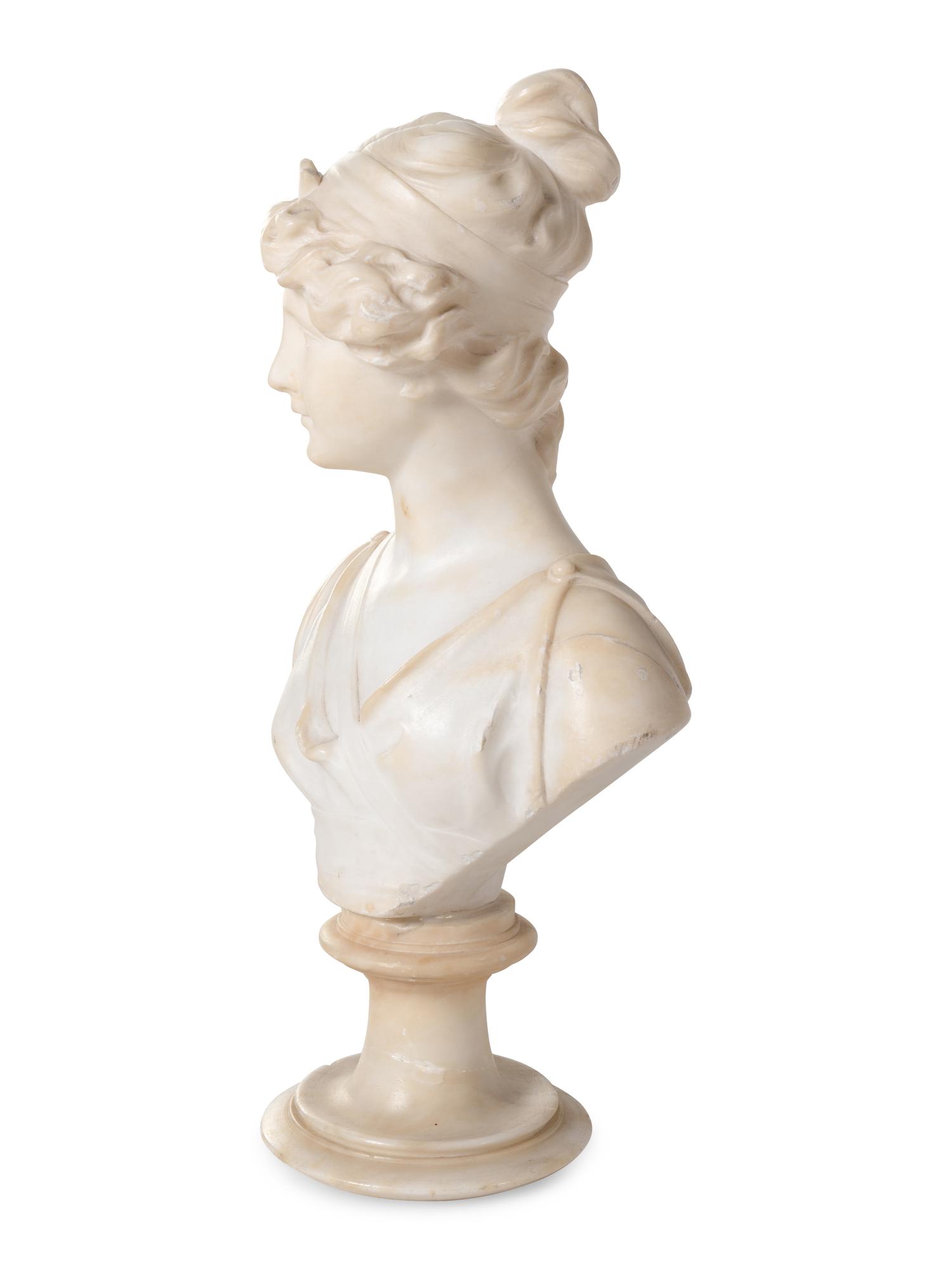 A Continental Alabaster Bust of a Woman
