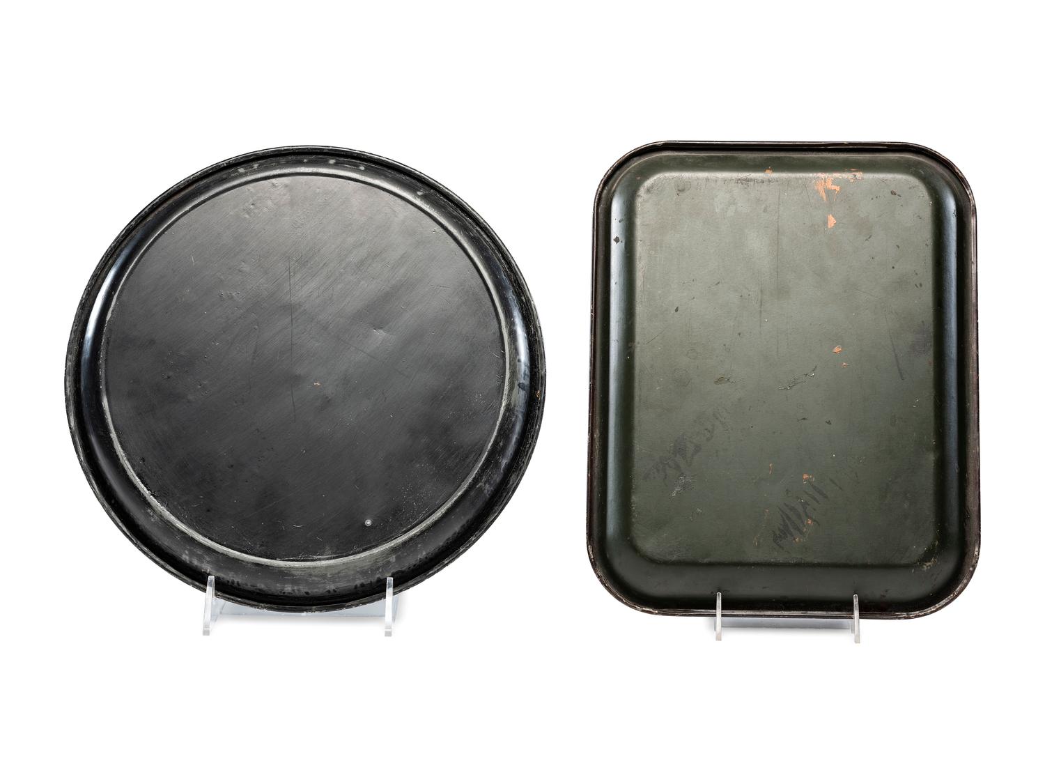 Two Tin Lithograph Figural Advertising Trays