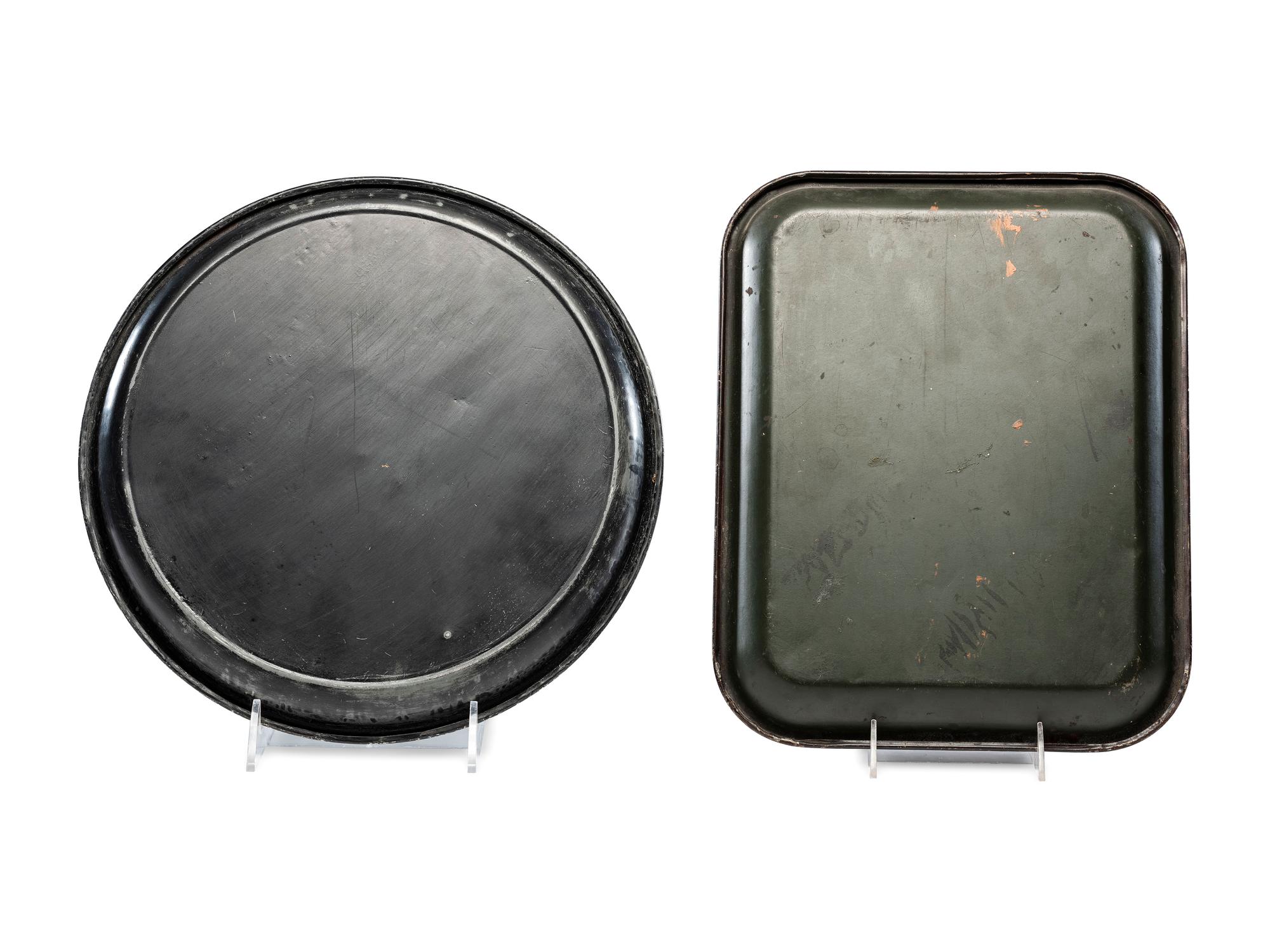 Two Tin Lithograph Figural Advertising Trays