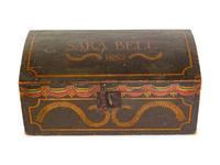 A Classical Polychrome Painted Pine Dome-Top Blanket Chest