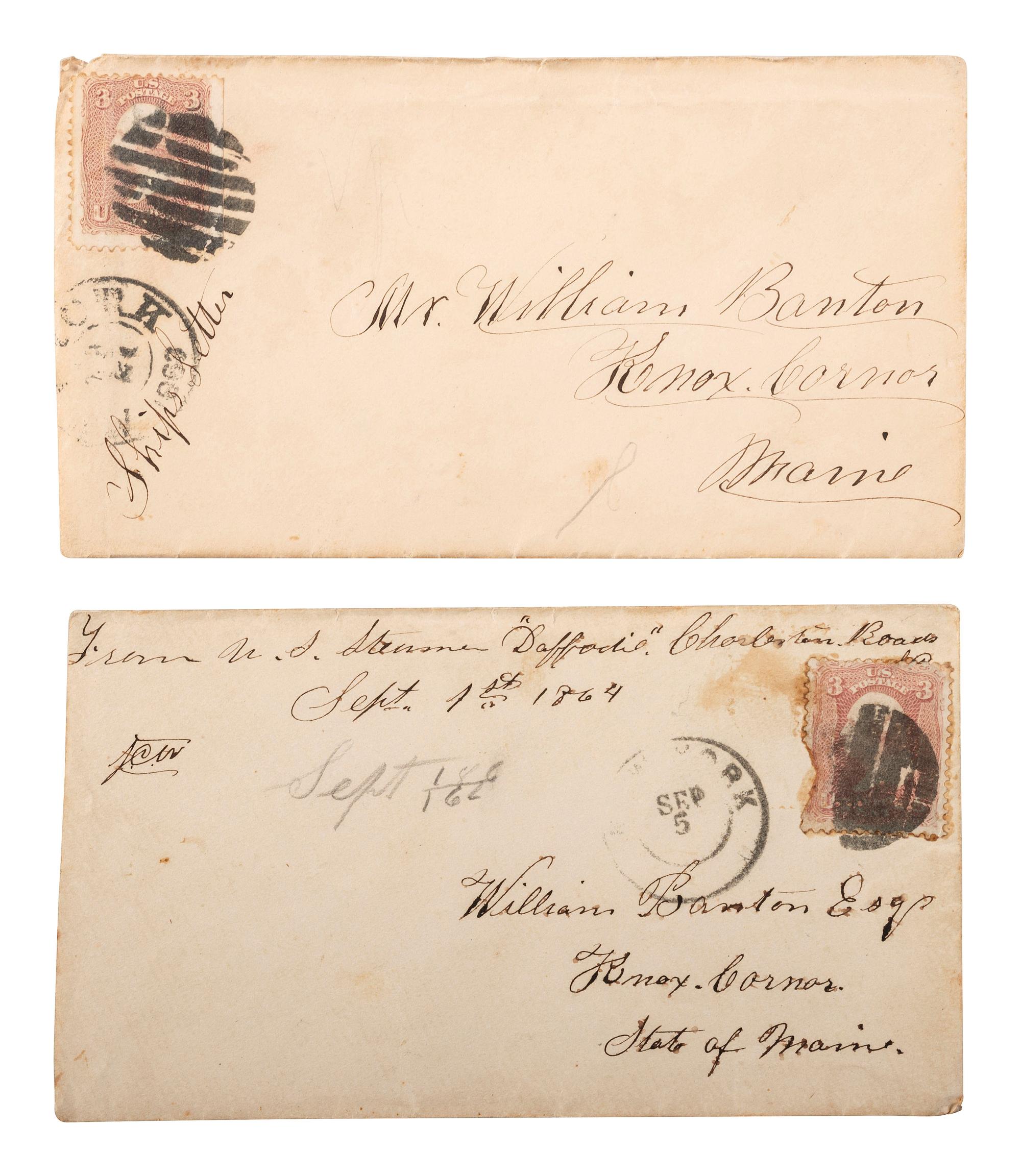 [CIVIL WAR]. CDV of Acting Master Jeremiah C. Wentworth (1811-1864) with Civil War-date letters written by Wentworth while serving aboard the USS Daffodil .