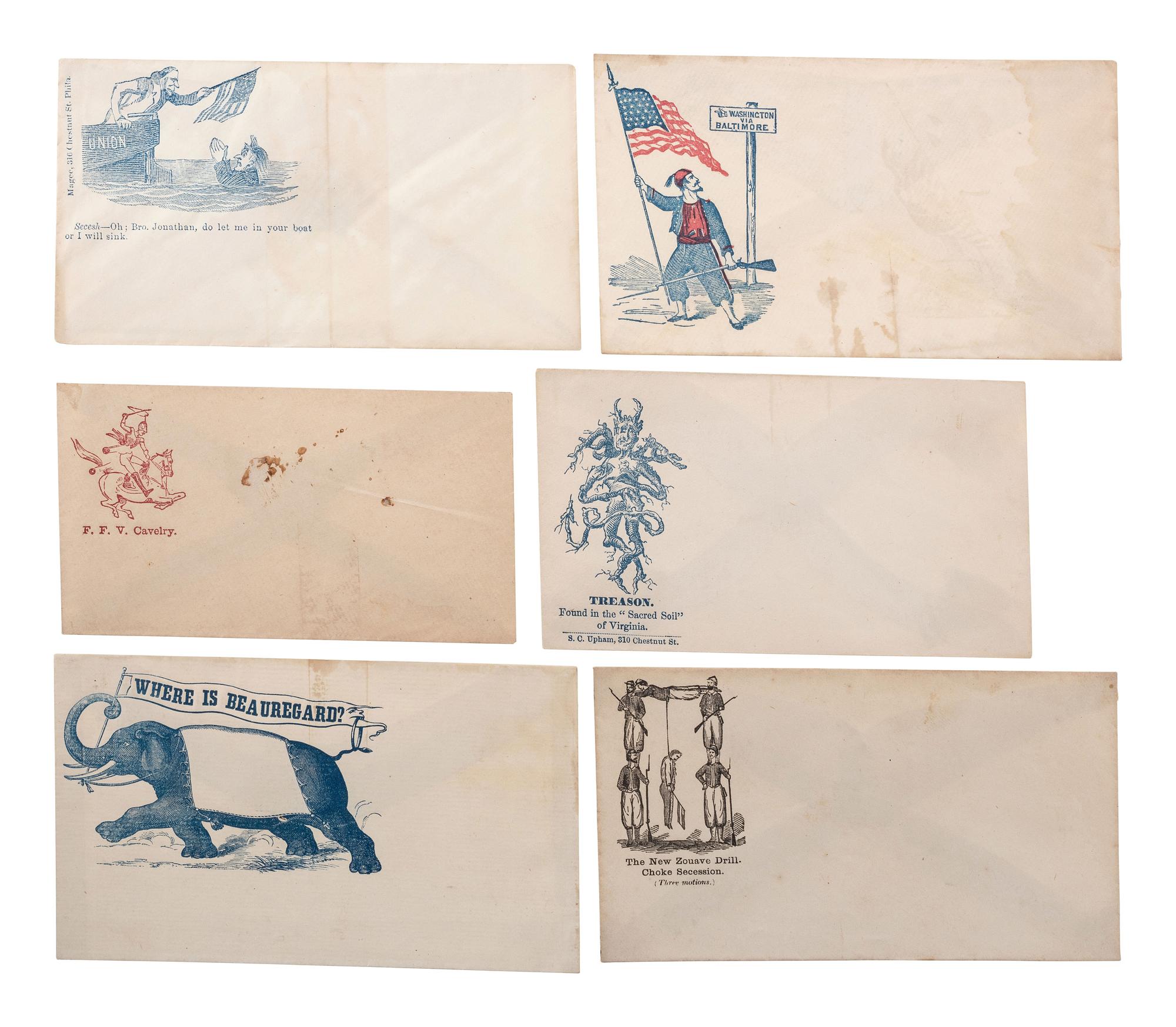 [CIVIL WAR]. A collection of 80 Civil War patriotic envelopes.