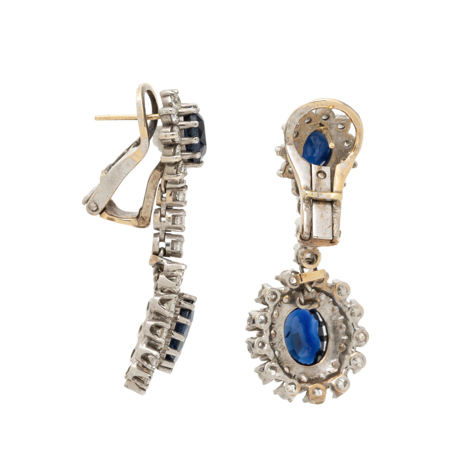 SAPPHIRE, DIAMOND, AND WHITE GOLD EARRINGS