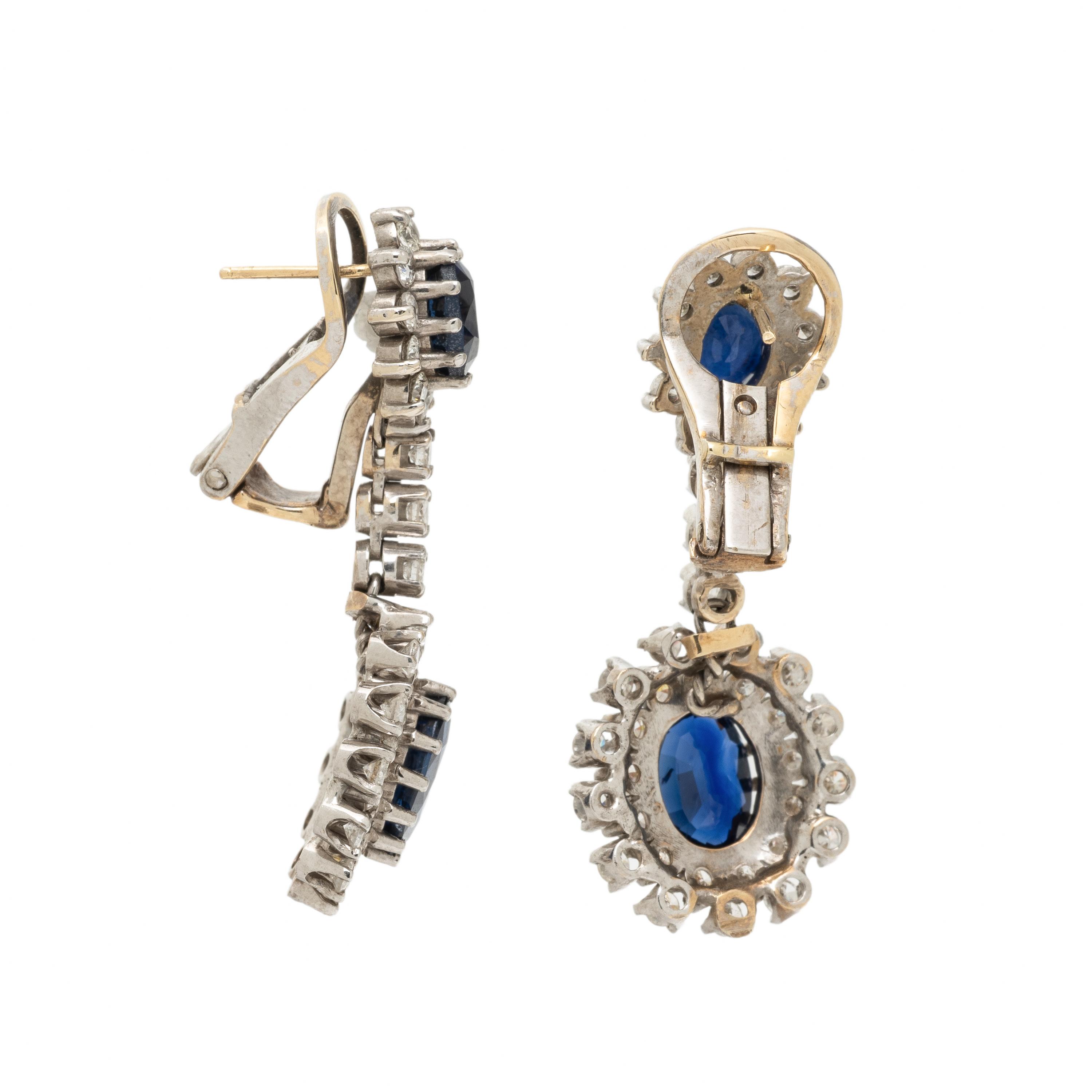 SAPPHIRE, DIAMOND, AND WHITE GOLD EARRINGS