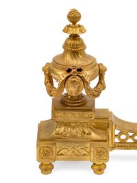 A Pair of Louis XVI Style Gilt Bronze Chenets