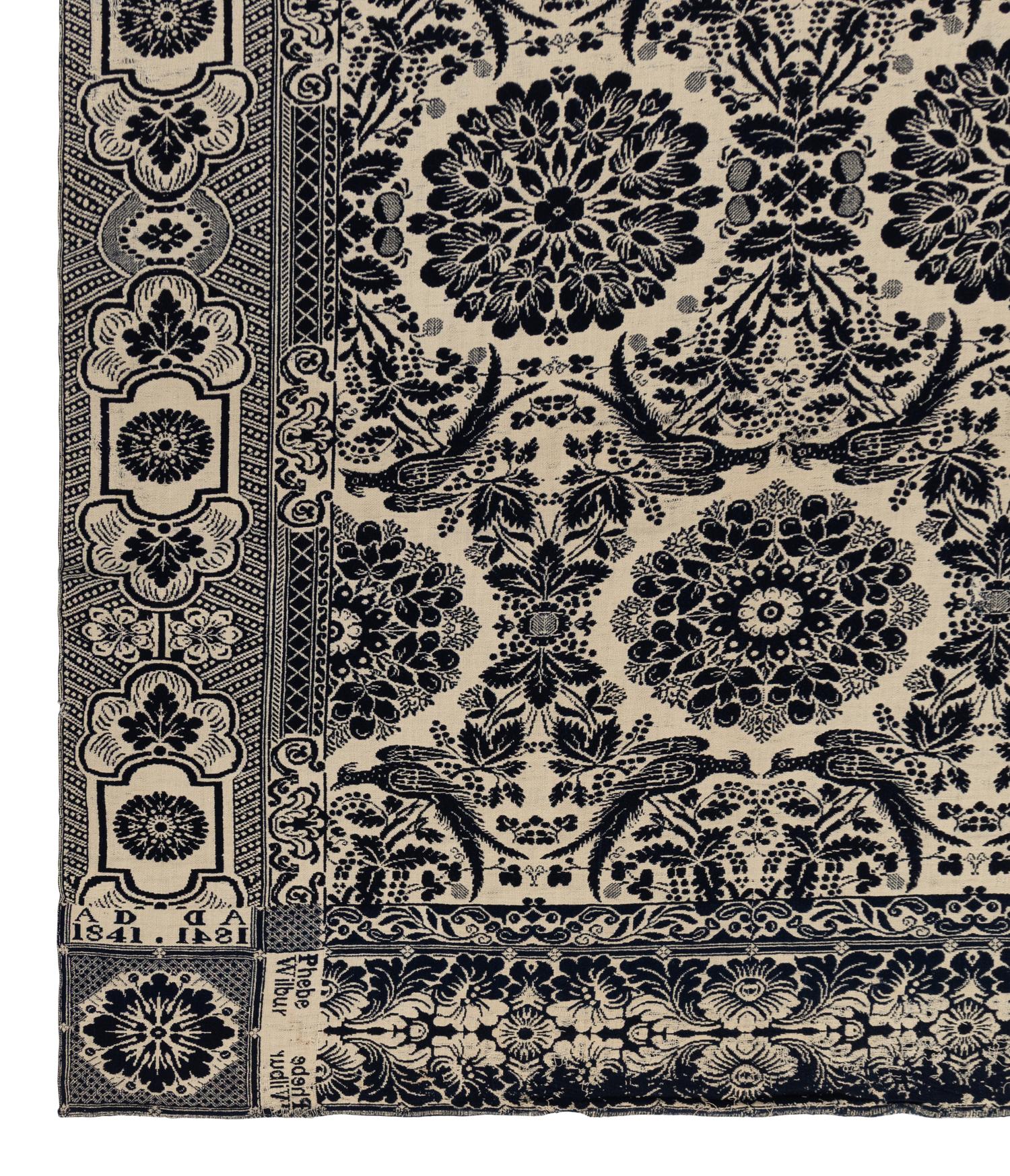 Two Cotton and Wool Jacquard Coverlets