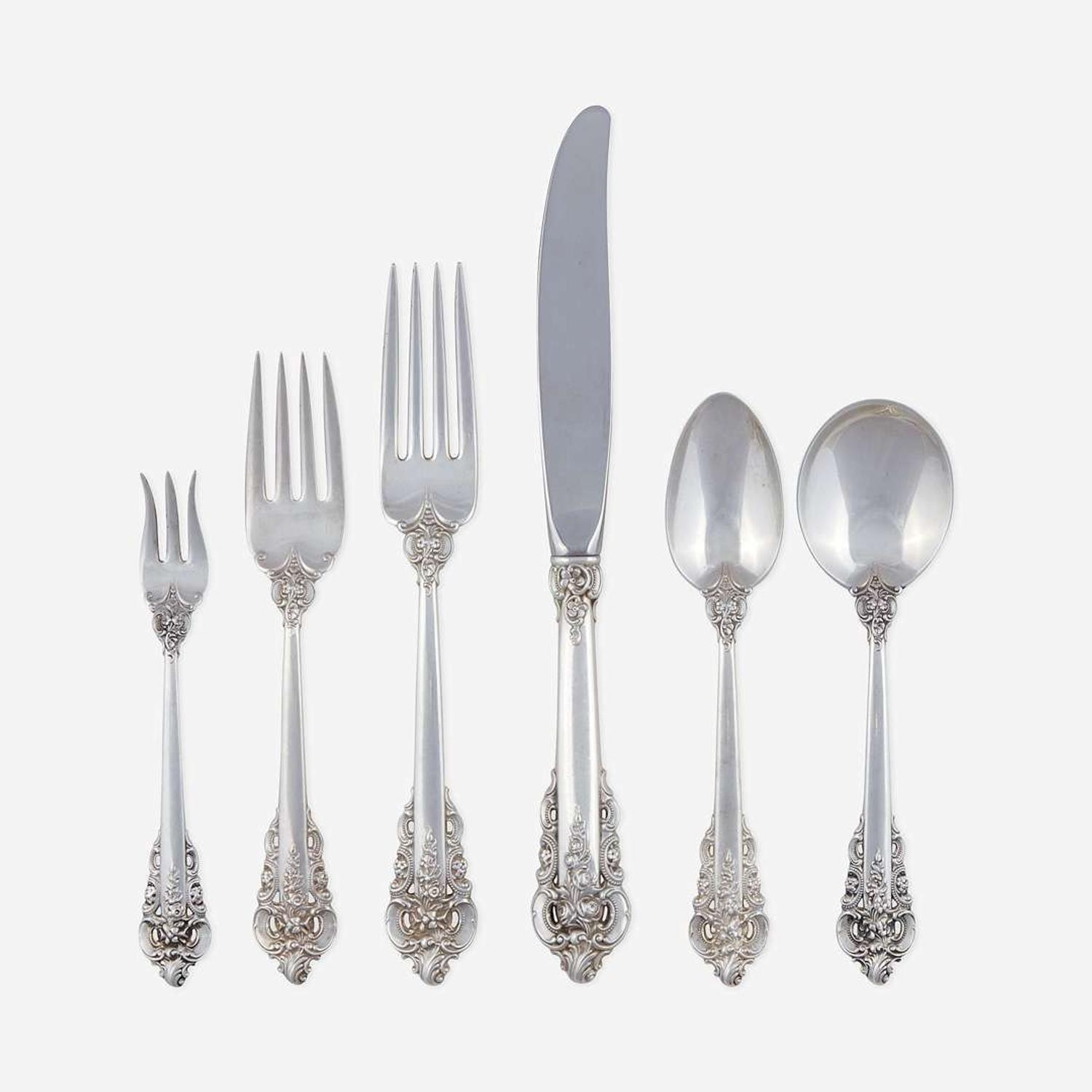 An American Sterling Silver Six-Piece Flatware Service for Twelve Wallace Silversmiths, Wallingford, CT, design 1941