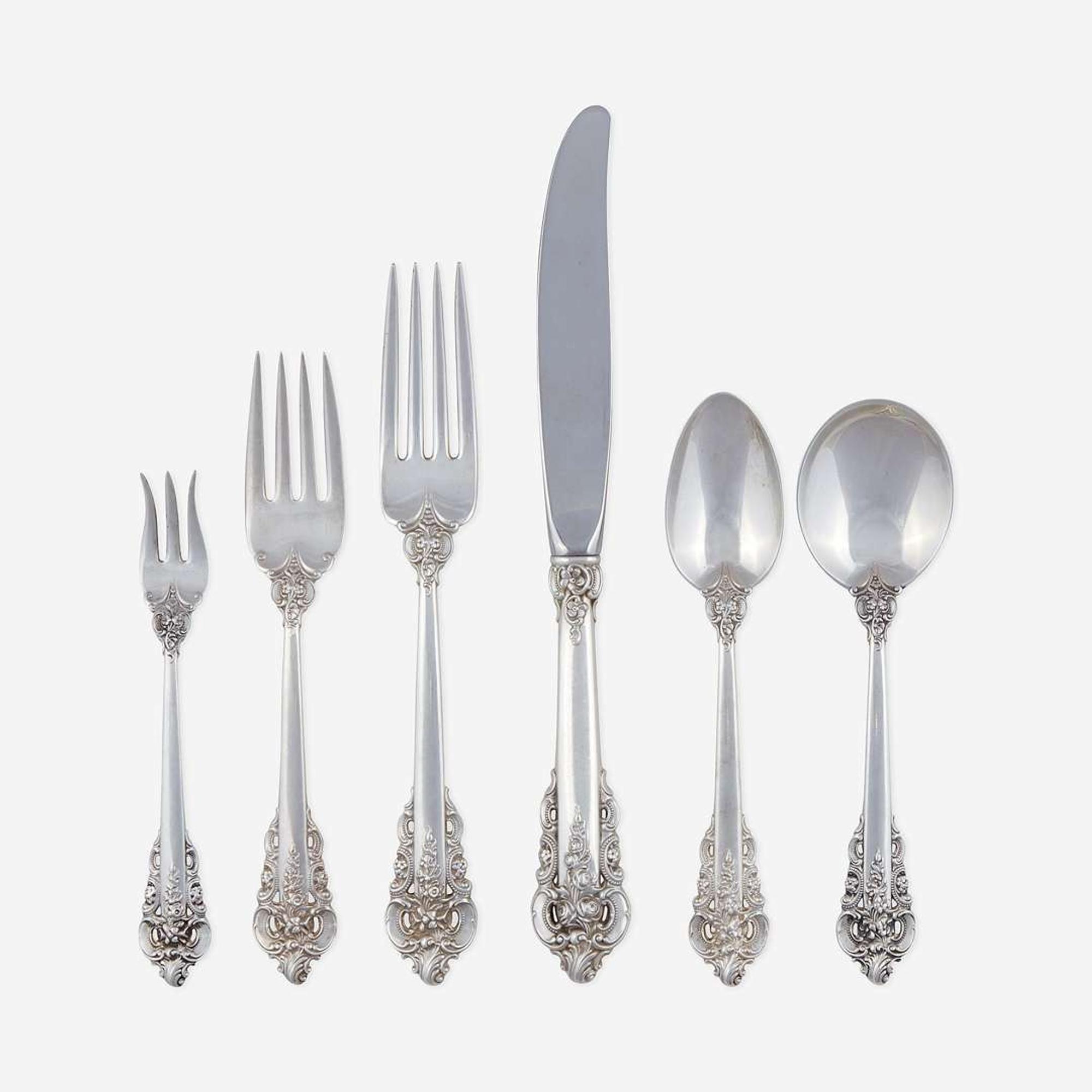 An American Sterling Silver Six-Piece Flatware Service for Twelve Wallace Silversmiths, Wallingford, CT, design 1941