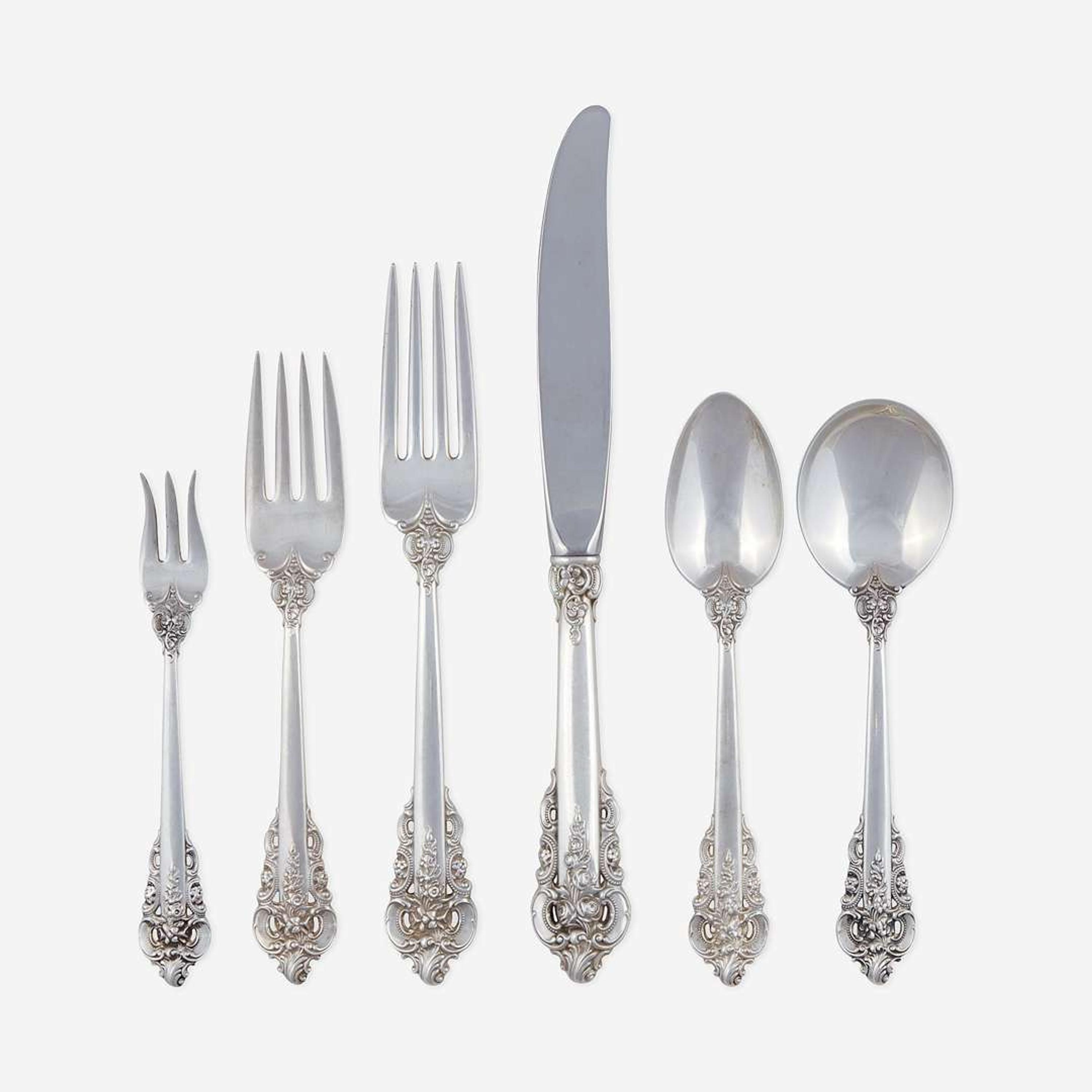 An American Sterling Silver Six-Piece Flatware Service for Twelve Wallace Silversmiths, Wallingford, CT, design 1941