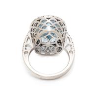 BLUE TOPAZ, DIAMOND, AND WHITE GOLD RING