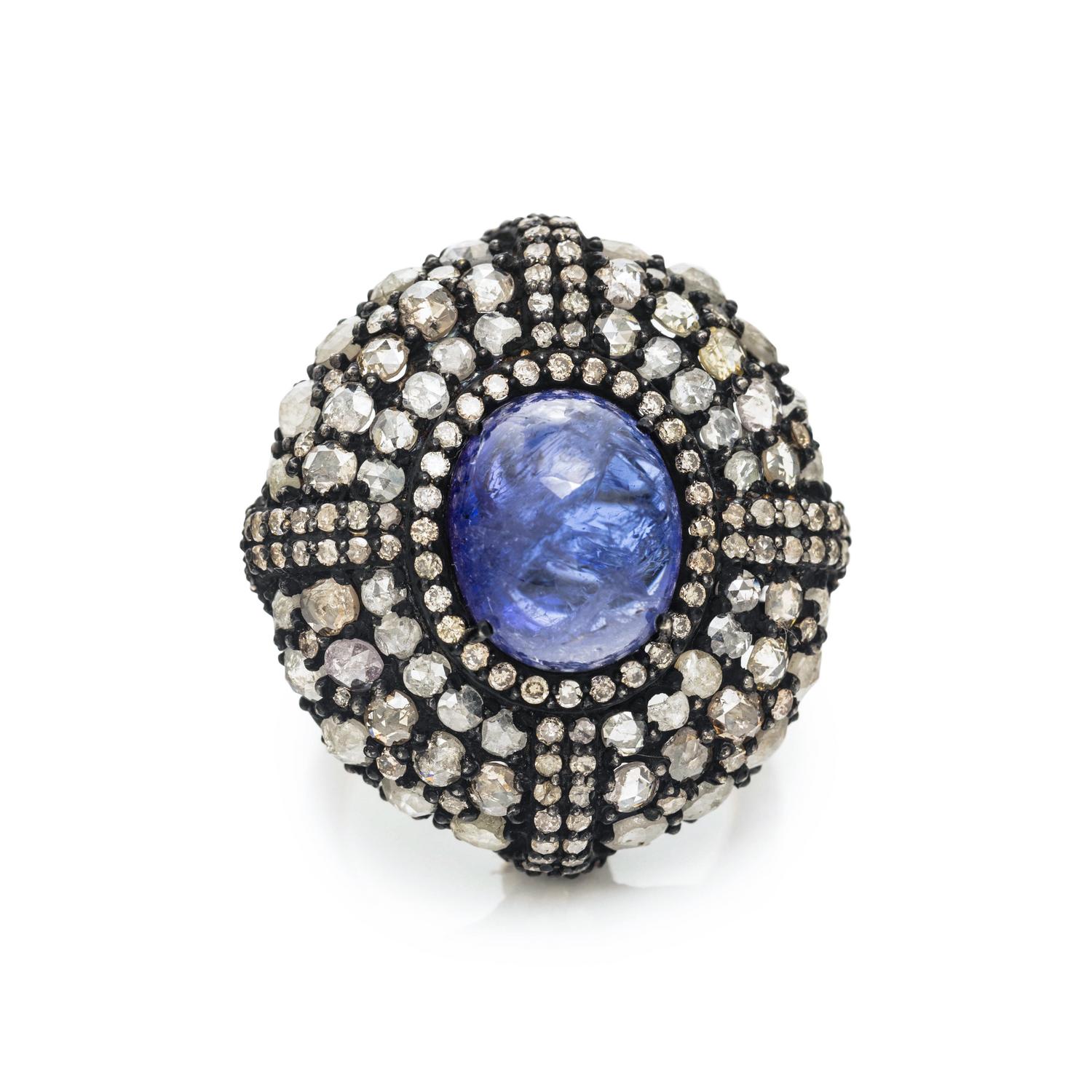 TANZANITE AND DIAMOND RING