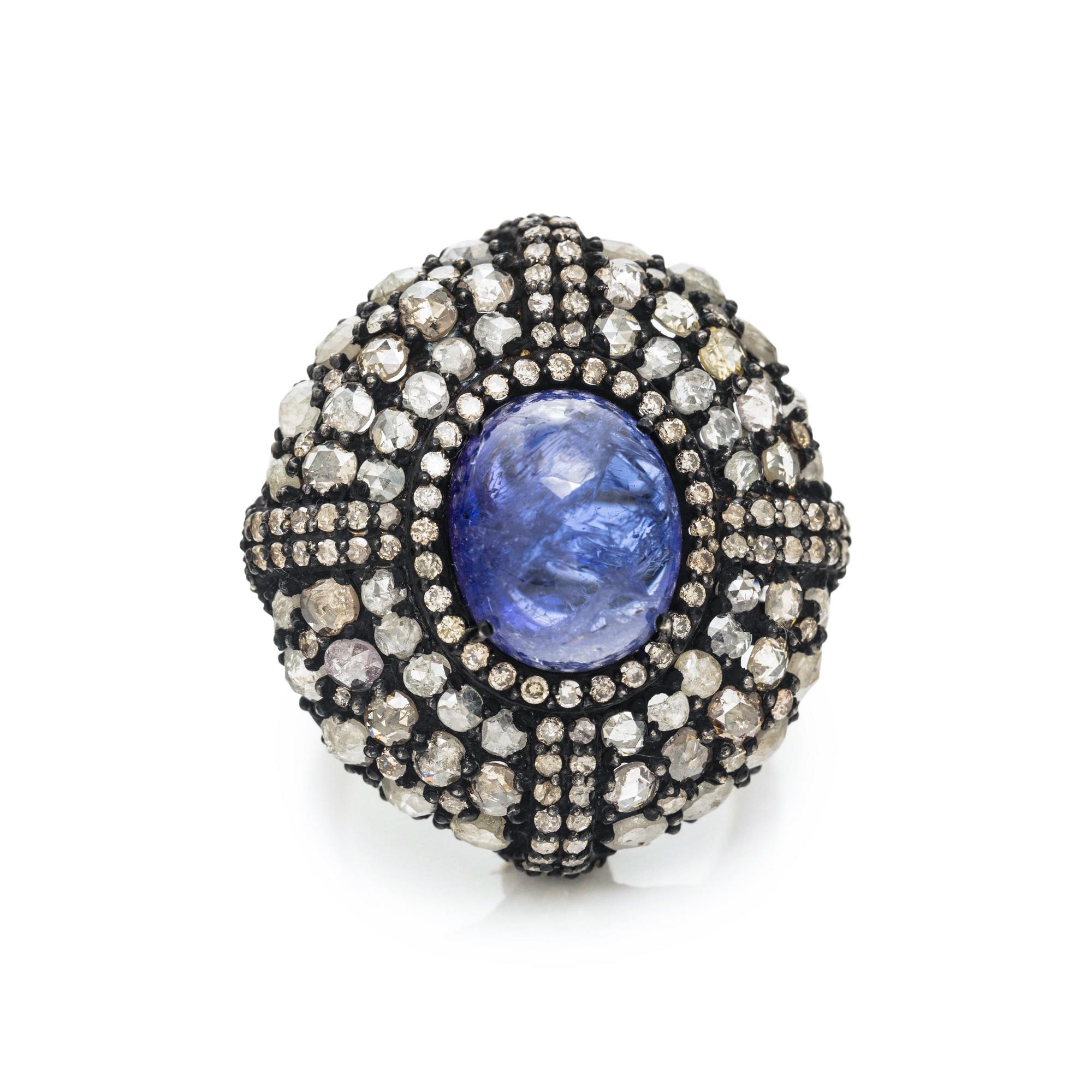 TANZANITE AND DIAMOND RING