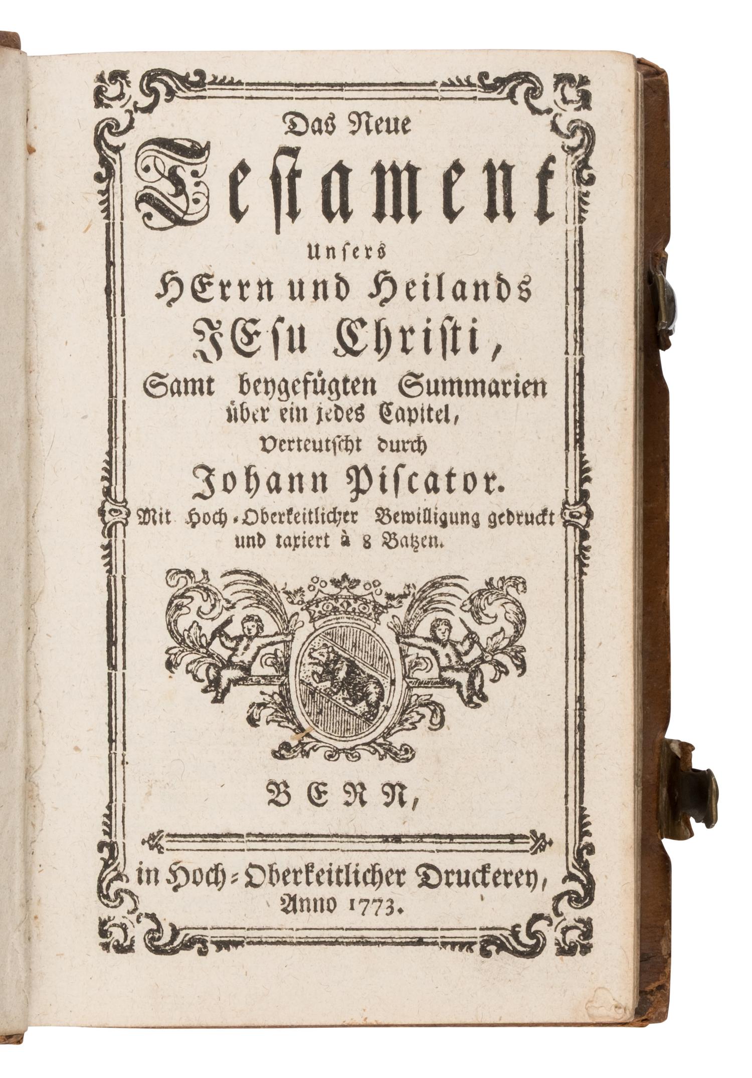 [Religion] Piscator, Johannes (translator). Das Neue Testament