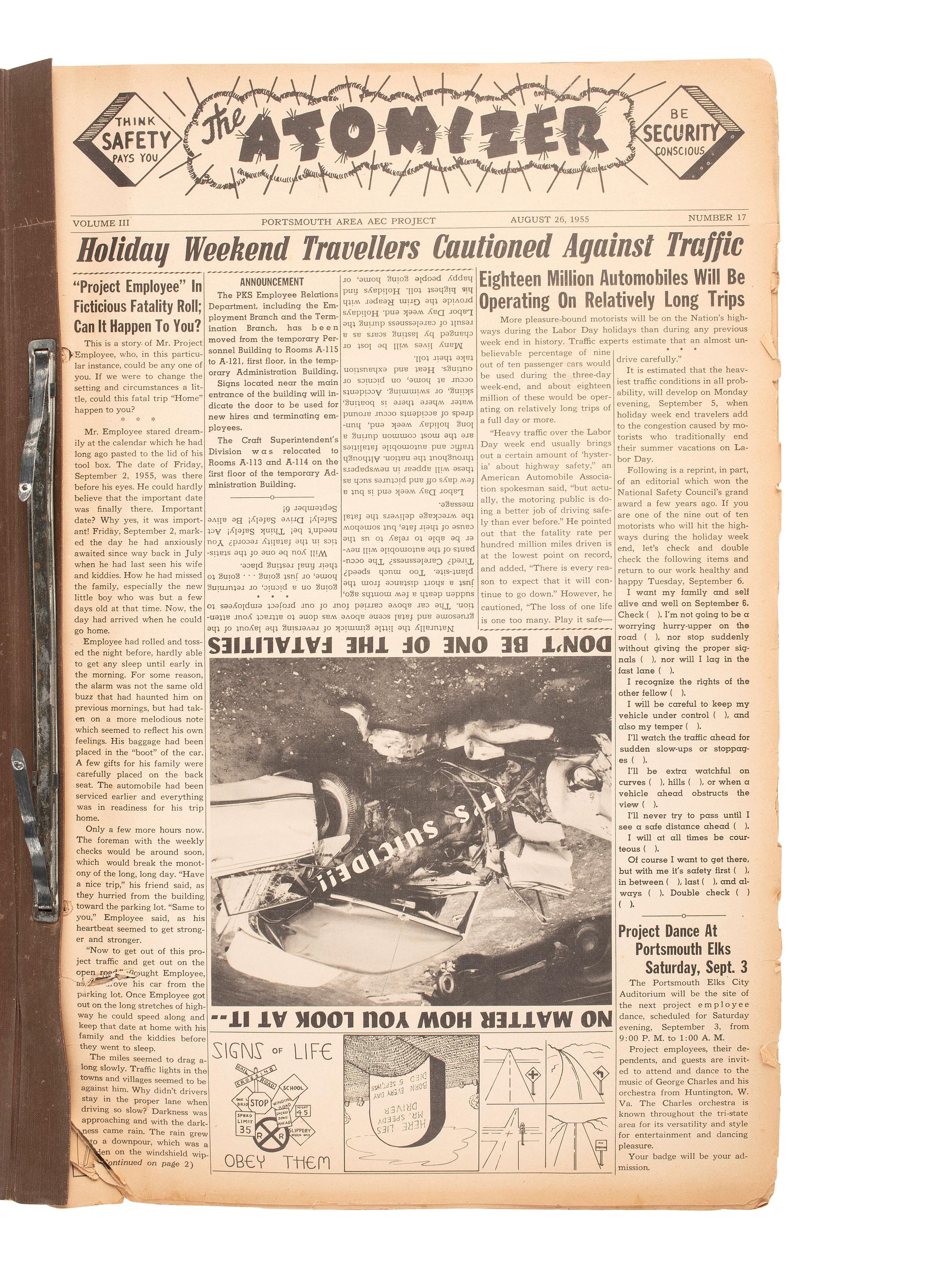 [SCIENCE & TECHNOLOGY]. The Atomizer . Portsmouth Area AEC Project, 1953-1955. A group of 52 biweekly newsletters printed by the contractor who built the Portsmouth uranium enrichment plant.