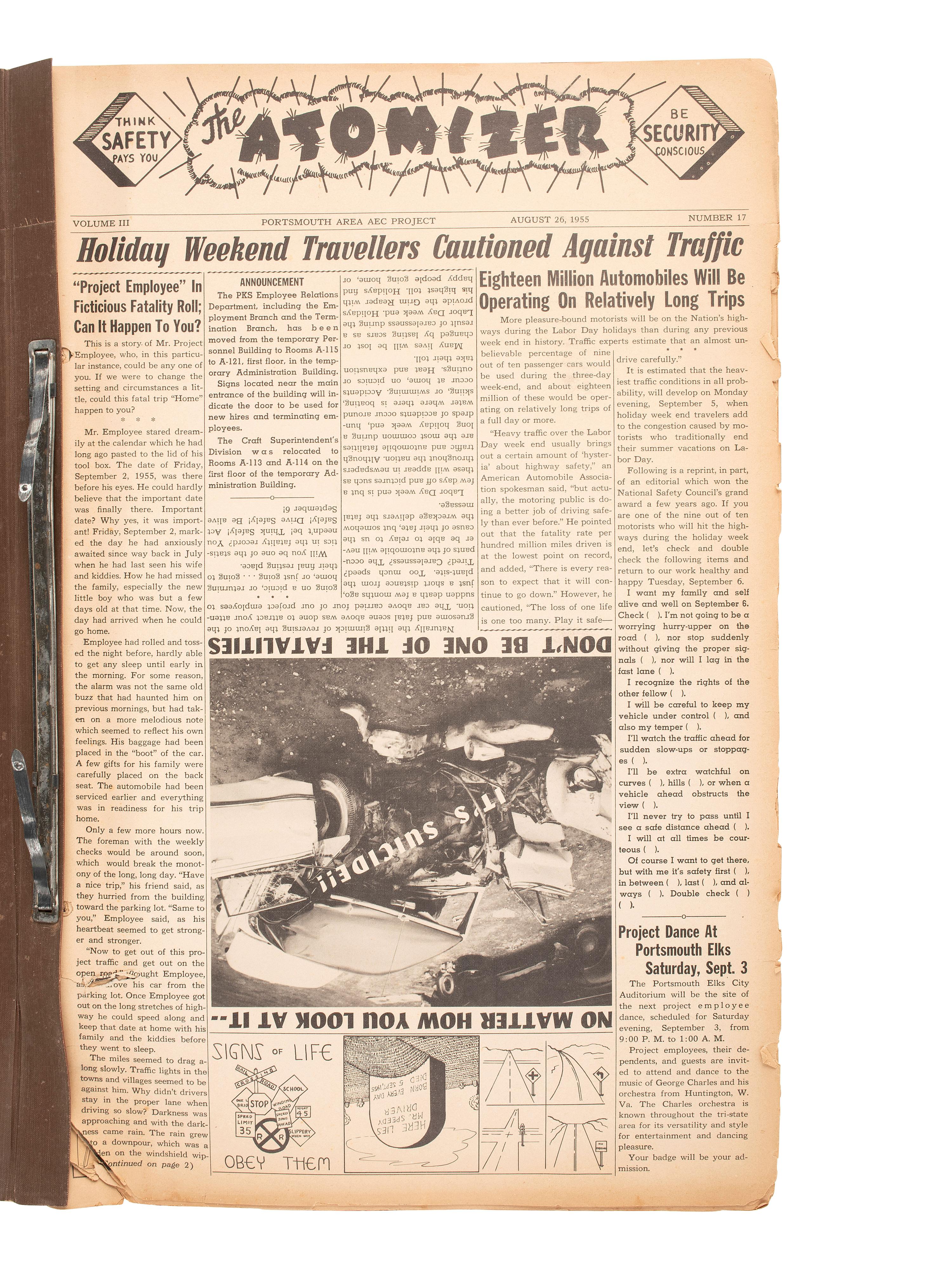 [SCIENCE & TECHNOLOGY]. The Atomizer . Portsmouth Area AEC Project, 1953-1955. A group of 52 biweekly newsletters printed by the contractor who built the Portsmouth uranium enrichment plant.