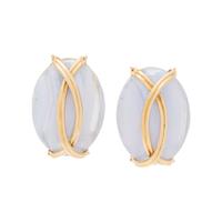 YELLOW GOLD AND BANDED AGATE CLIP EARRINGS