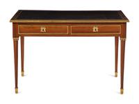 A Louis XVI Gilt Bronze Mounted Mahogany Bureau Plat by Claude-Charles Saunier (French, 1735-1807)