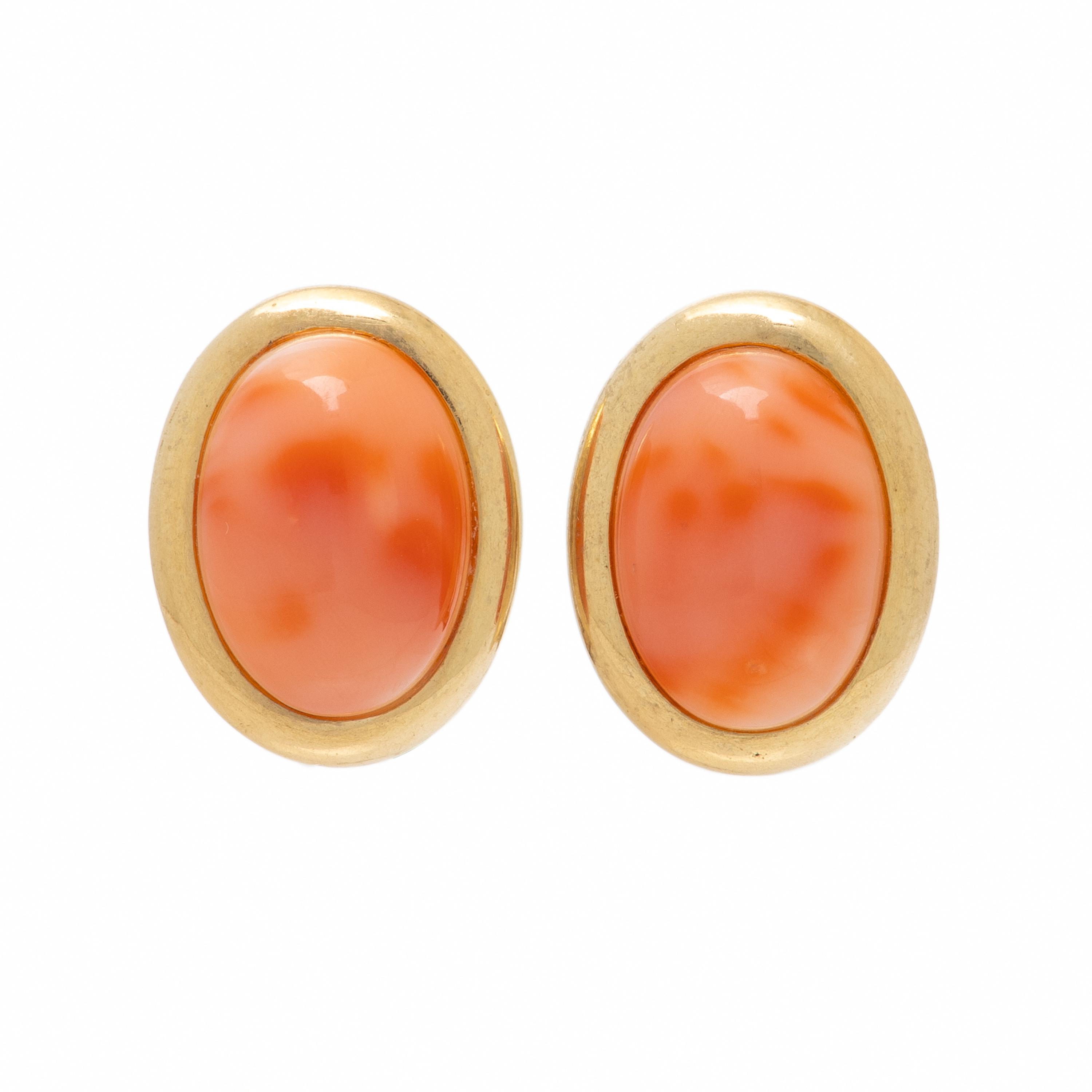 CORAL AND YELLOW GOLD EARRINGS