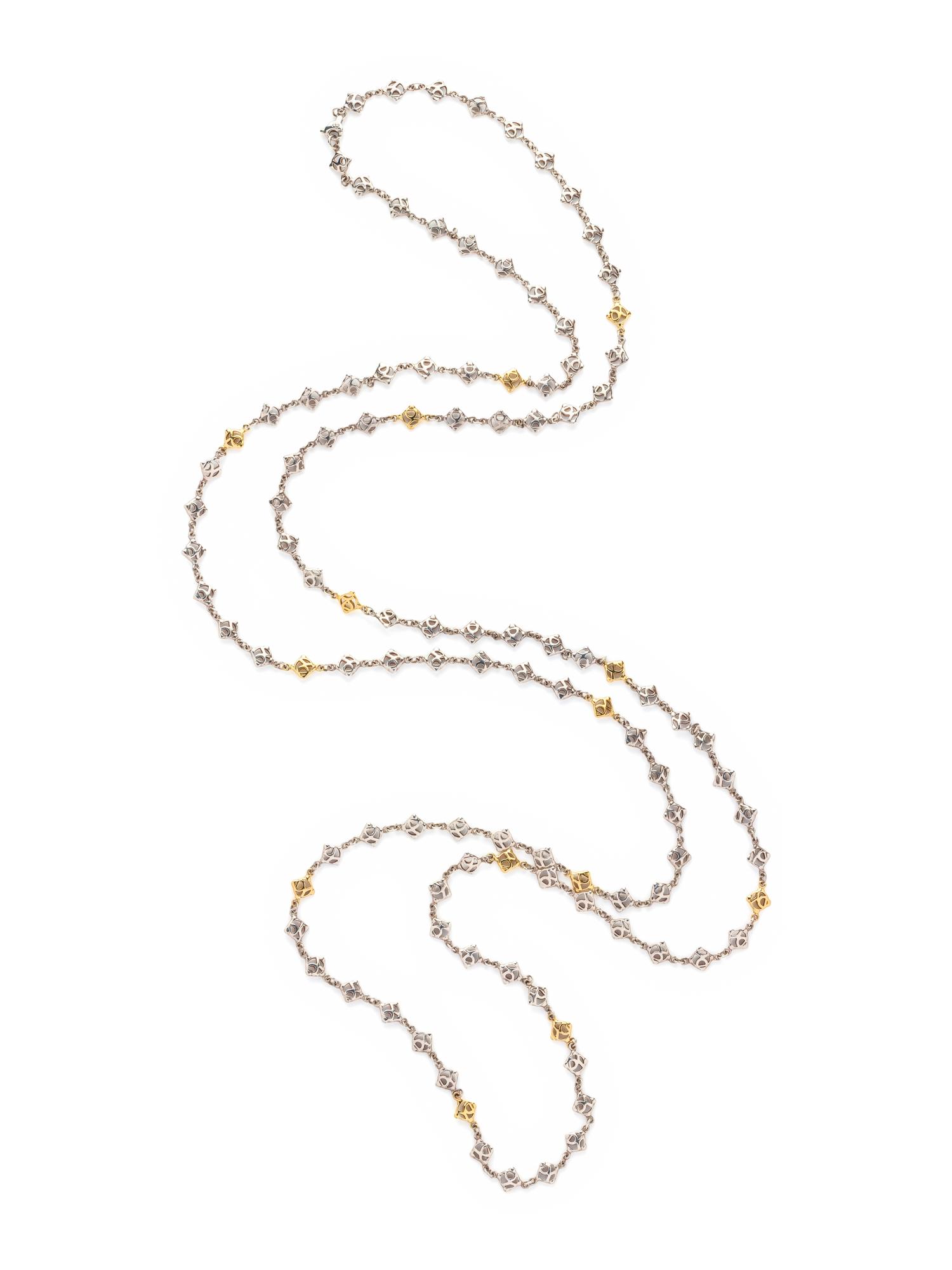 DAVID YURMAN, STERLING SILVER AND YELLOW GOLD LONGCHAIN NECKLACE